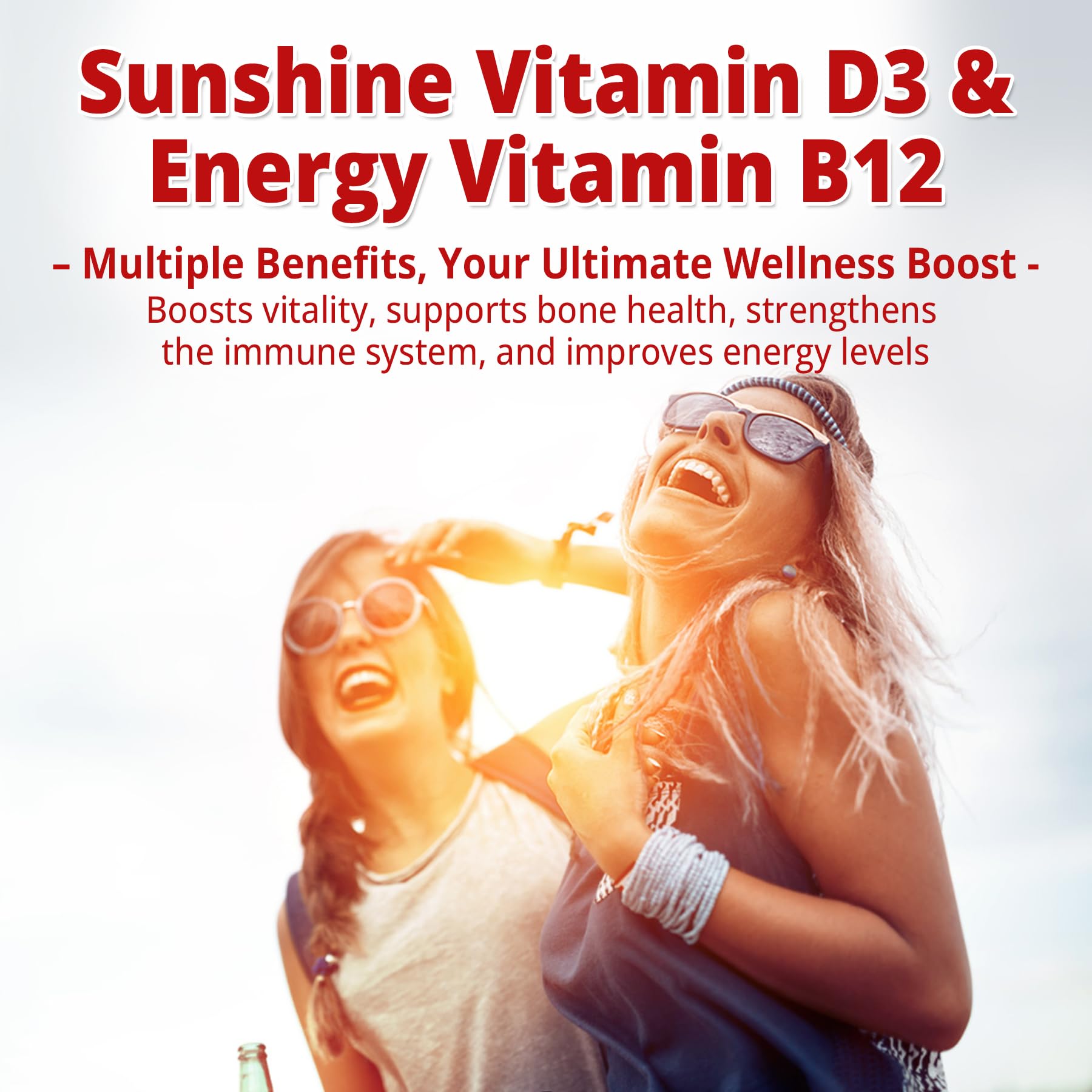 NEVISS Vegan Vitamin D3 + B12 Gummies side view of bottle