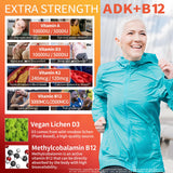 NEVISS Vitamin ADK with B12 Gummies displayed with a measuring spoon