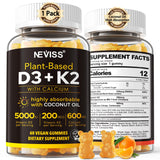 NEVISS Vitamin D3 K2 Calcium Gummies front view with packaging