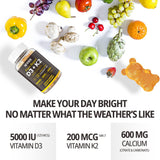 NEVISS Vitamin D3 K2 Calcium Gummies ingredients list on packaging