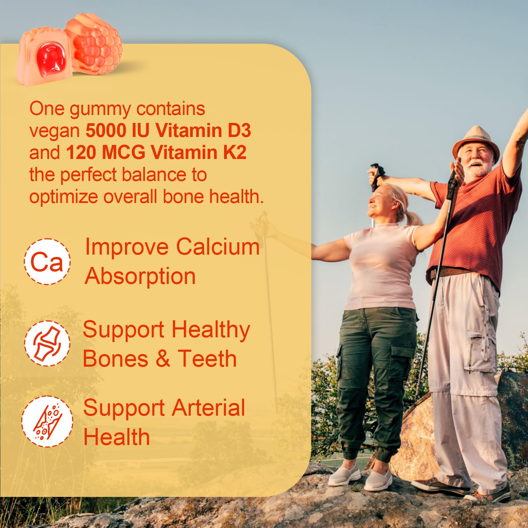 NEVISS Vitamin D3 + K2 Gummies side view of packaging