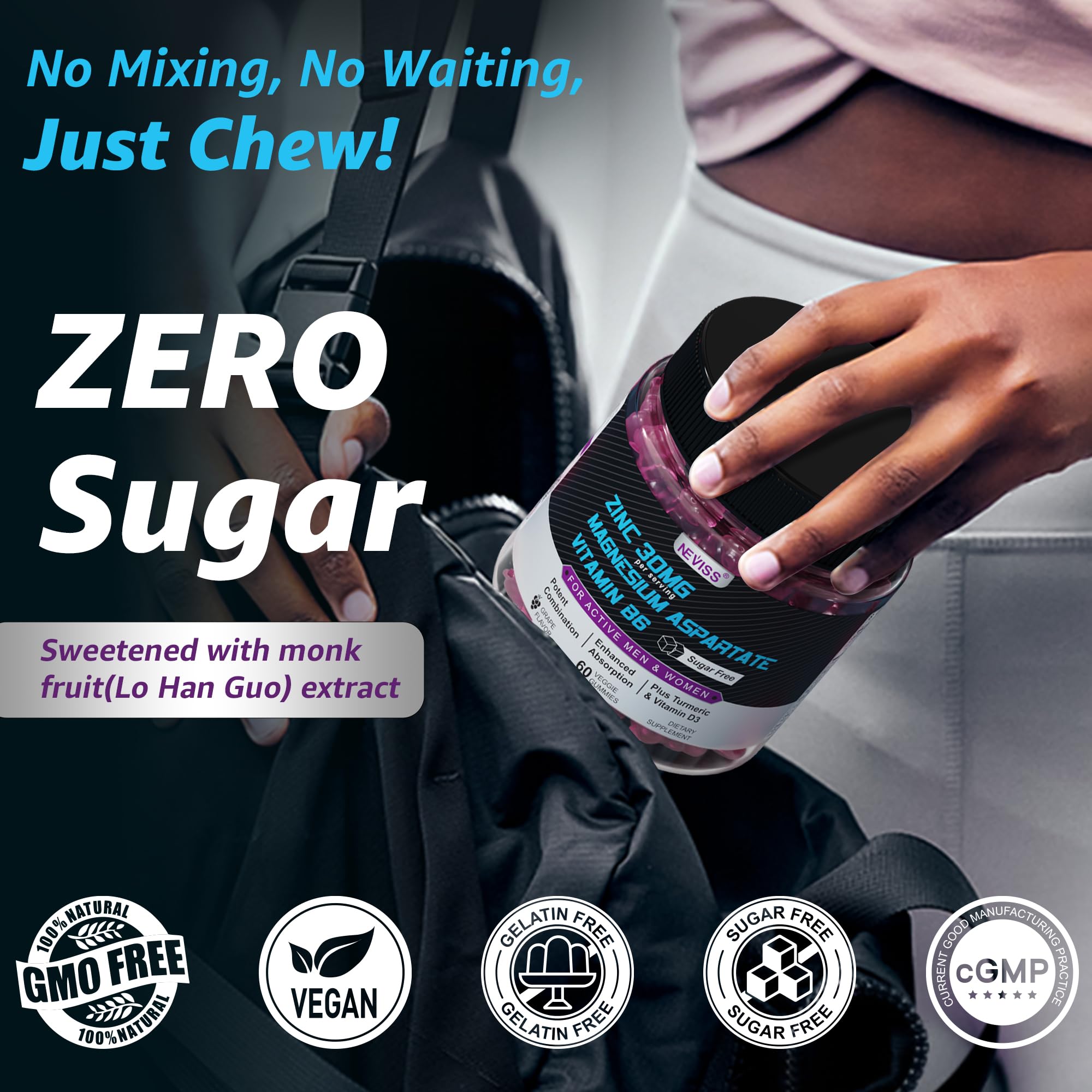 NEVISS Zinc Magnesium Gummies in a lifestyle setting
