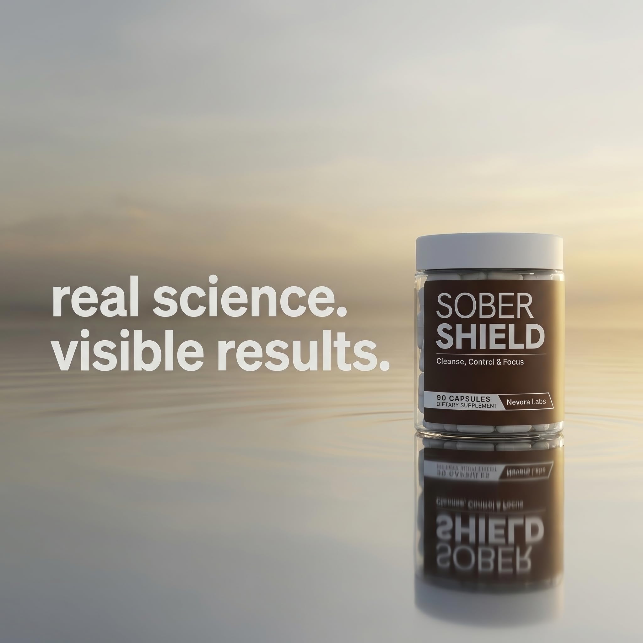 Nevora Labs Daily Supplement Capsules on a wooden table