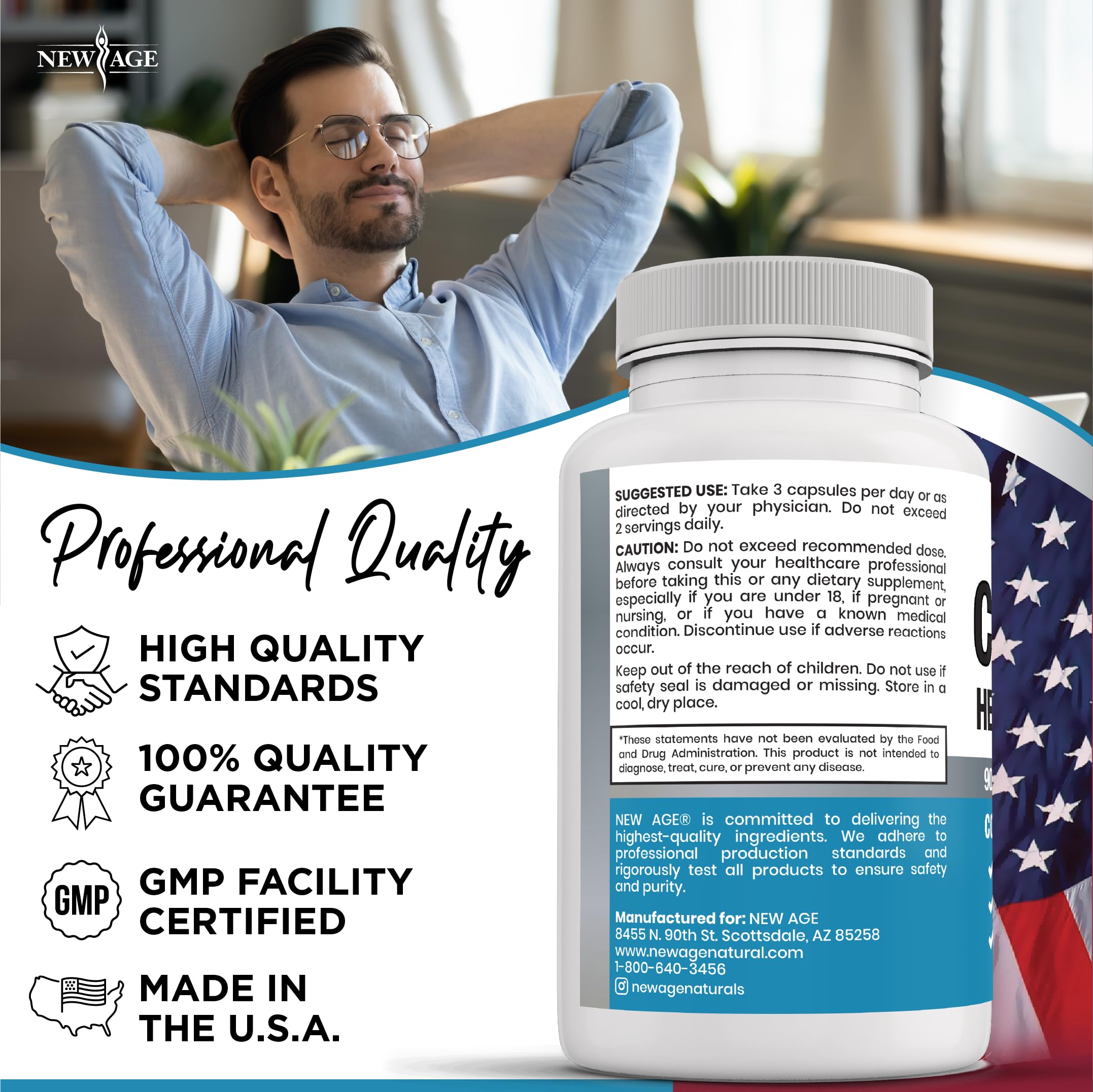 NEW AGE All-in-One Cortisol Support Supplement product label close-up