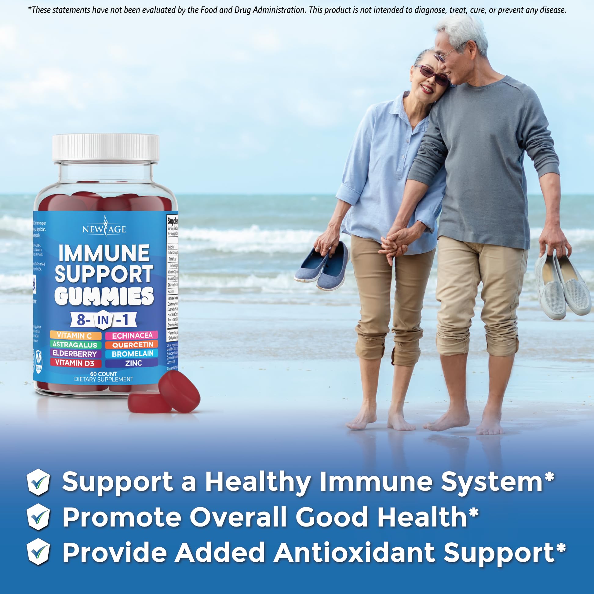 NEW AGE Astragalus Extract Gummies back view with nutritional information