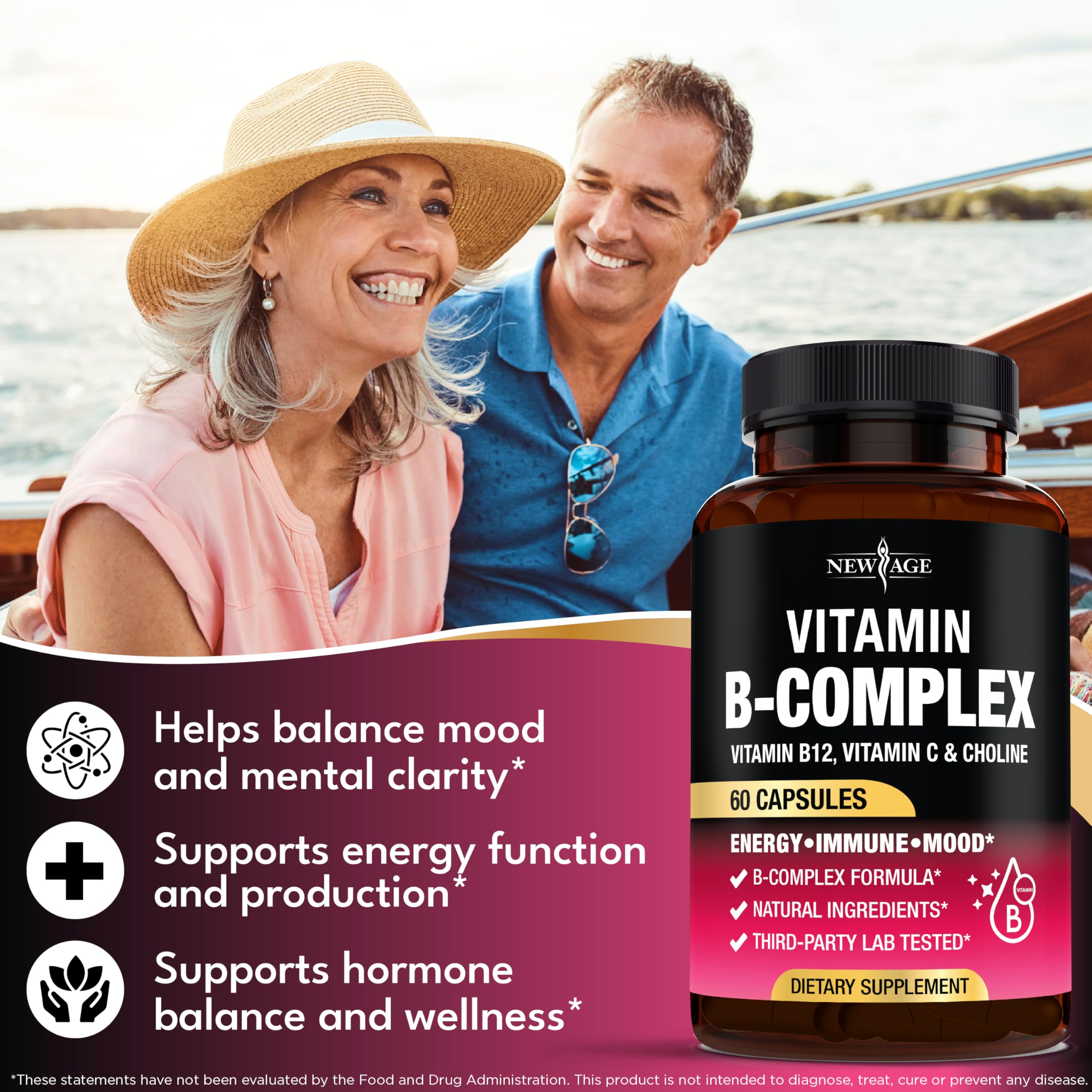 NEW AGE B-Complex Vitamins 255g side view showing capsule
