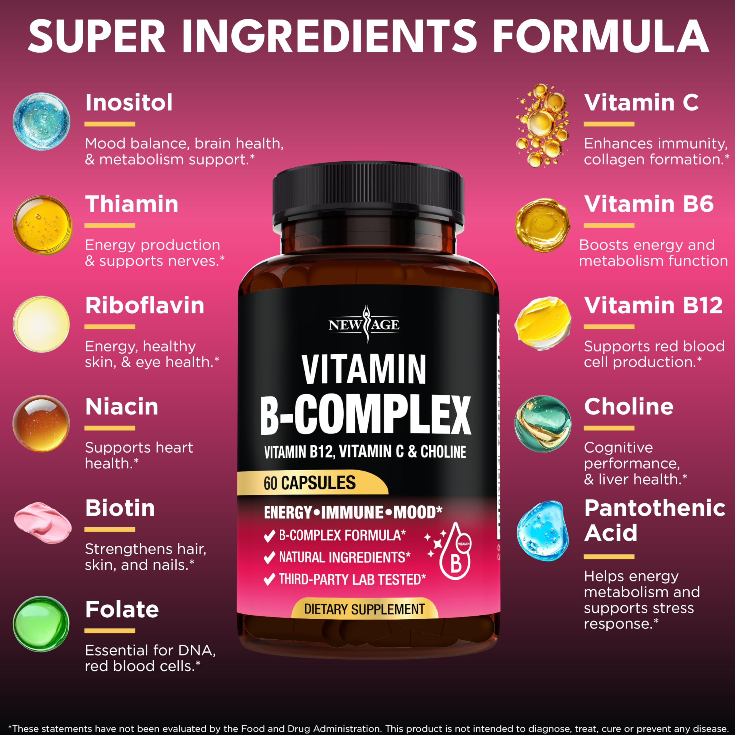 NEW AGE B-Complex Vitamins 85g side view