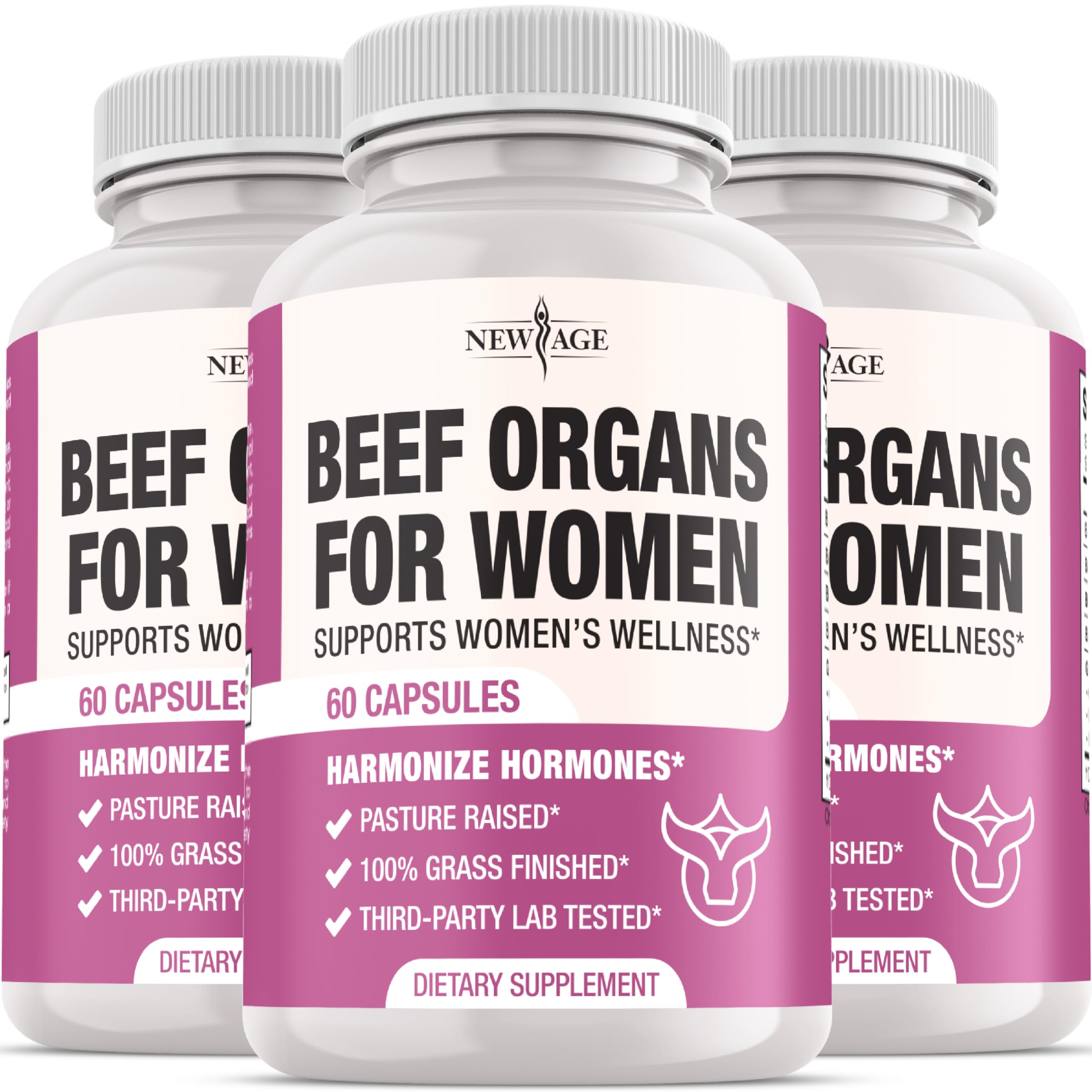 NEW AGE Beef Organs for Women 120 Capsules front view