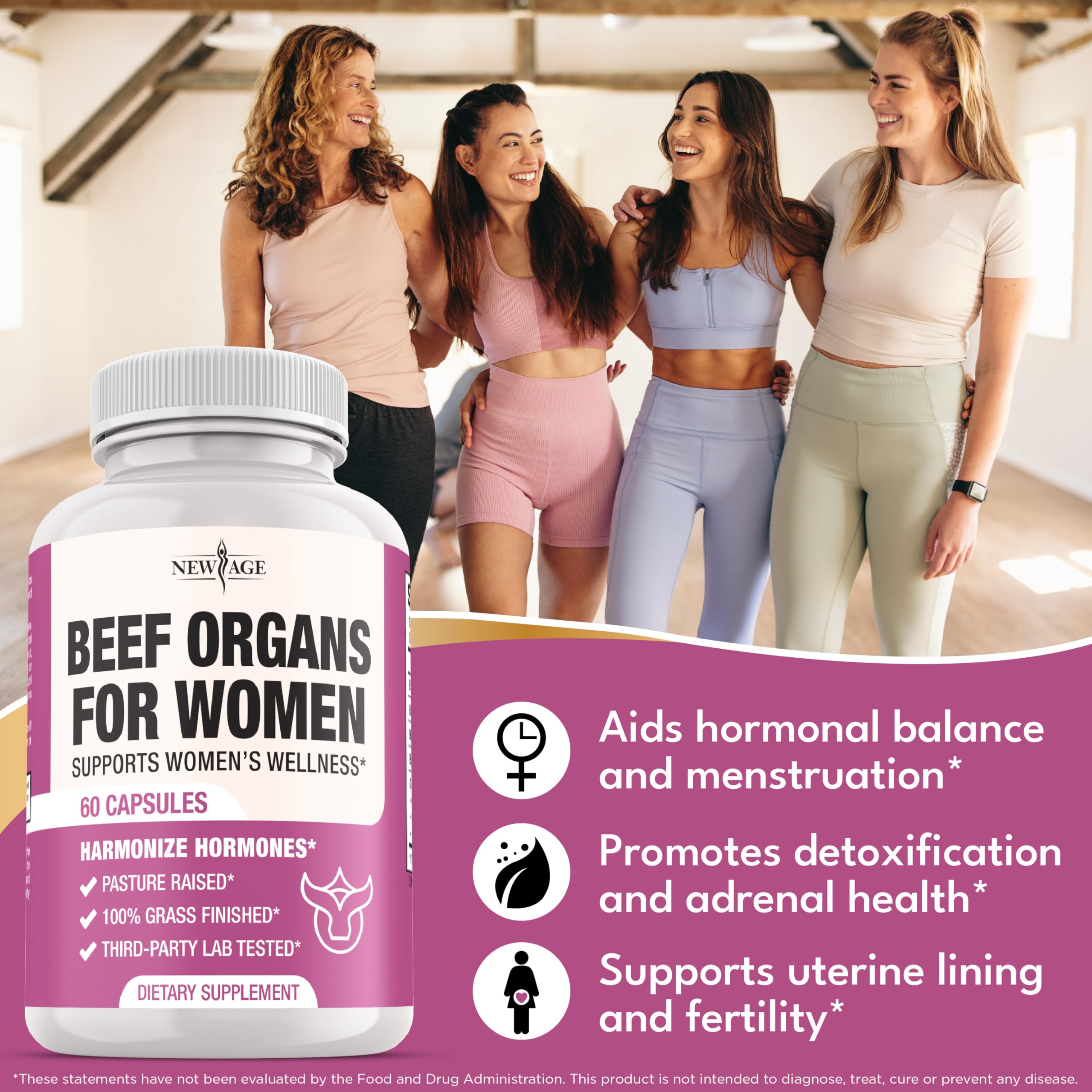 NEW AGE Beef Organs for Women supplement side view