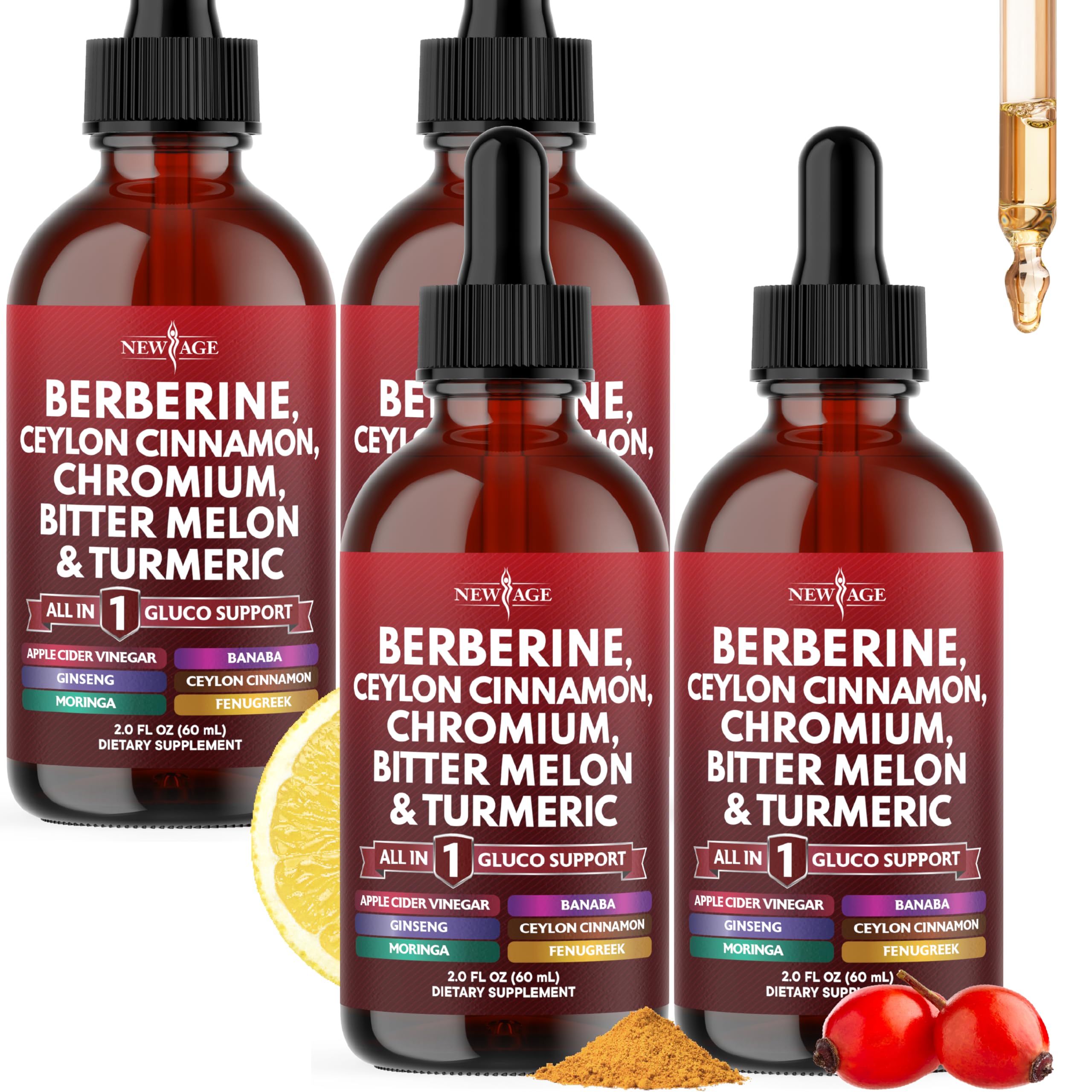 NEW AGE Berberine with Ceylon Cinnamon Drops 227g front view
