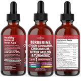 NEW AGE Berberine with Ceylon Cinnamon Drops on a kitchen counter