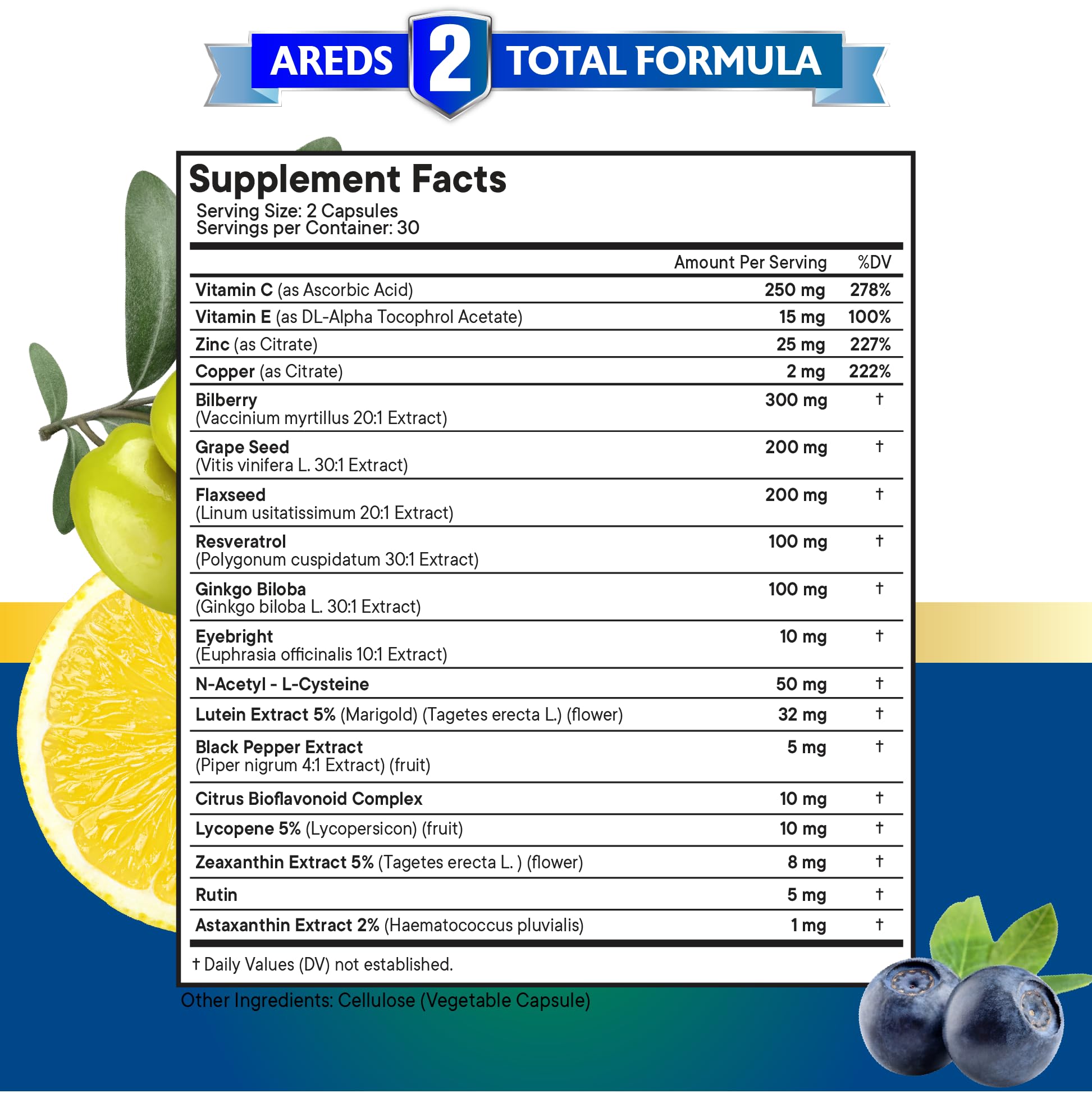 NEW AGE Bilberry Extract Capsules 300mg back view