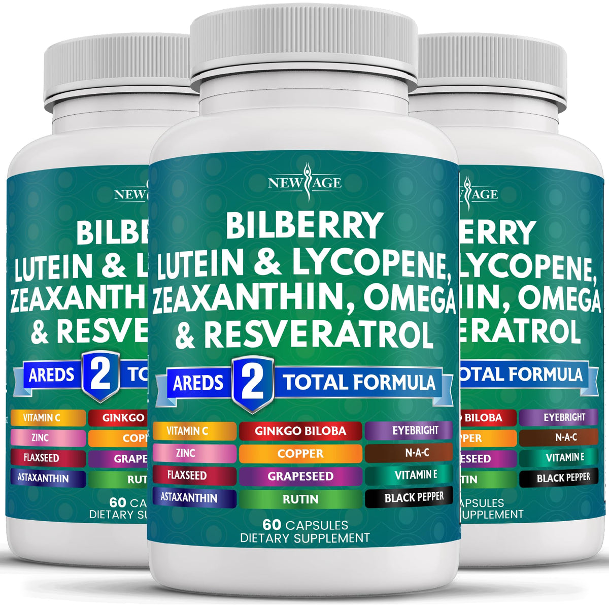 NEW AGE Bilberry Extract Capsules 300mg front view
