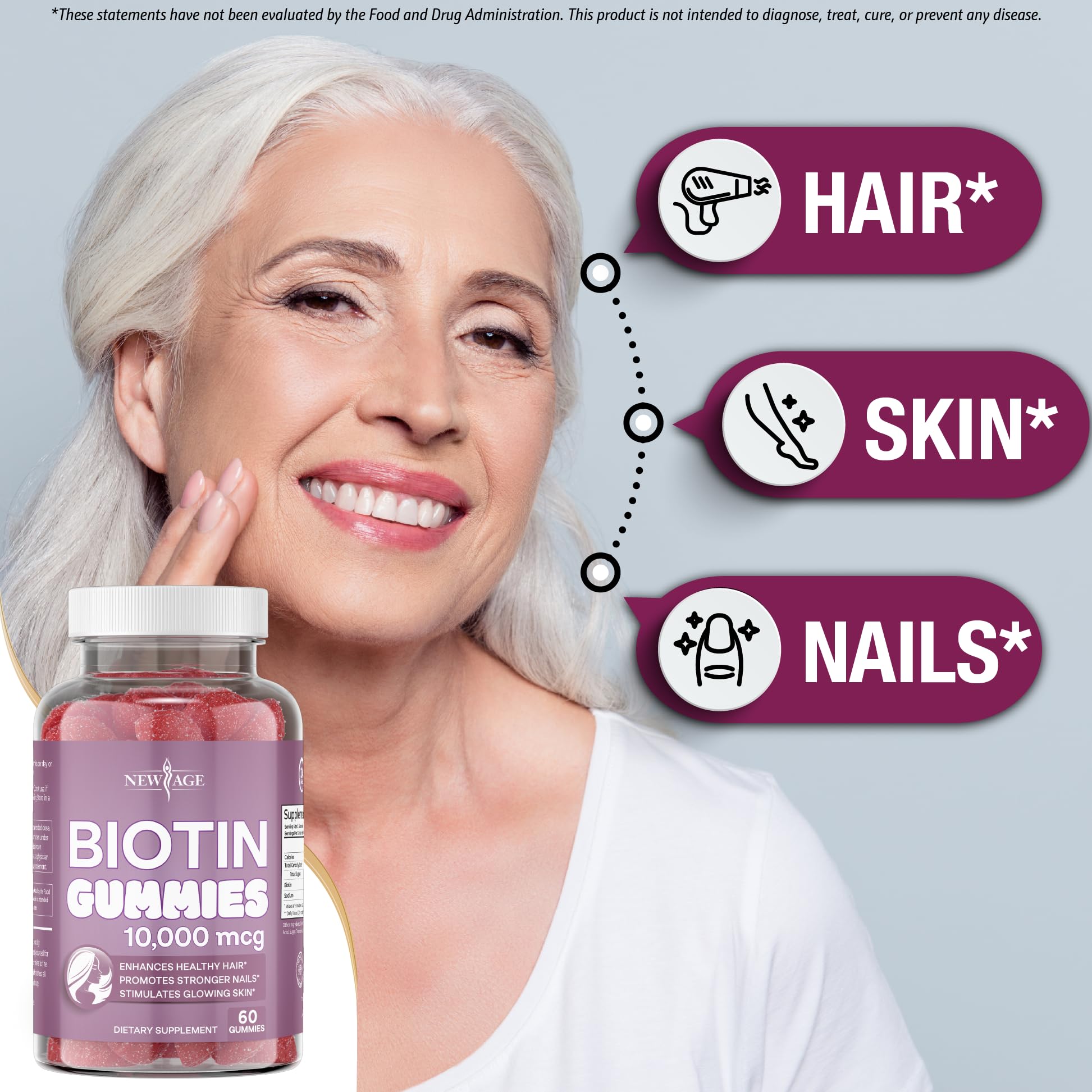 NEW AGE Biotin Gummies ingredients list on packaging