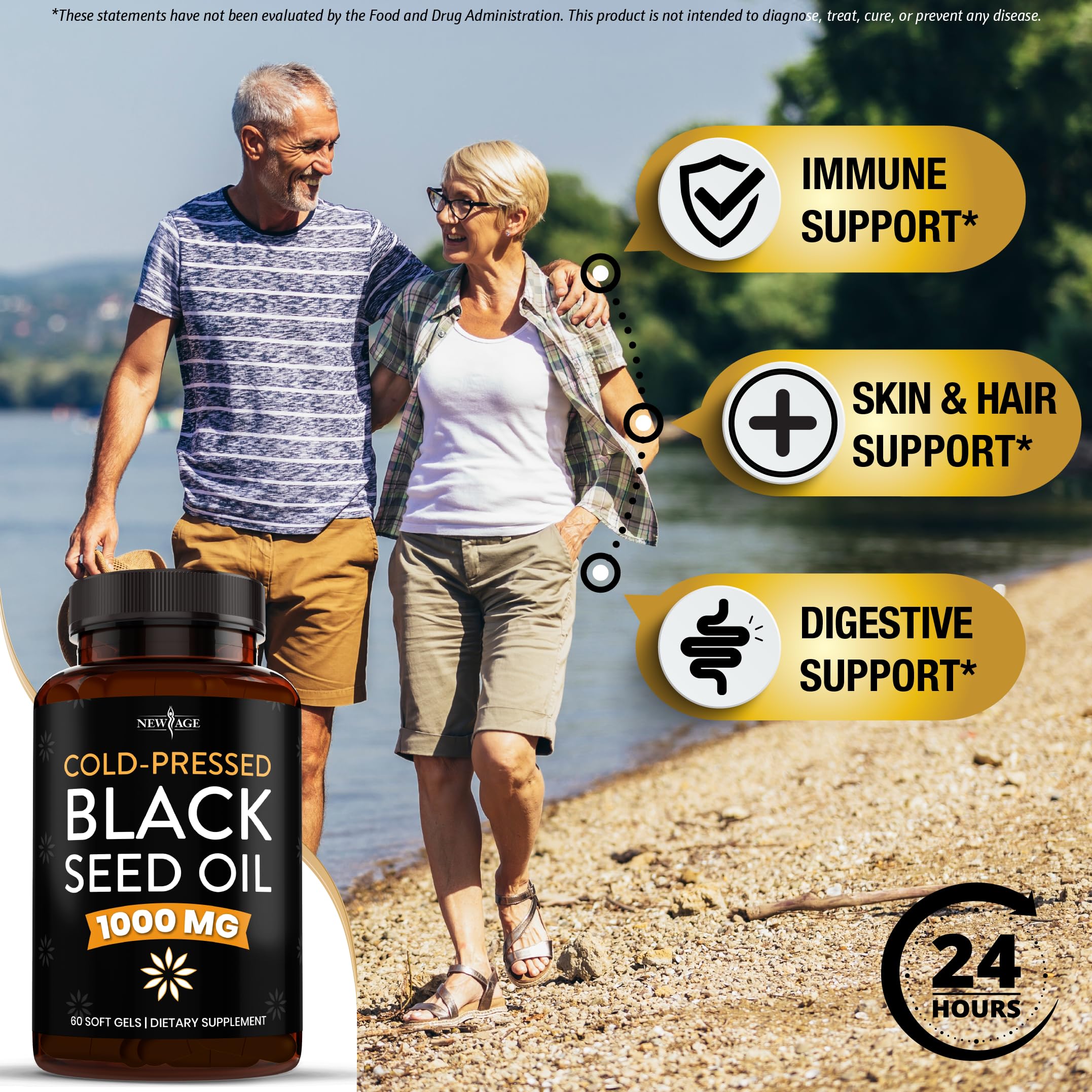 NEW AGE Black Seed Oil 1000mg capsules close-up