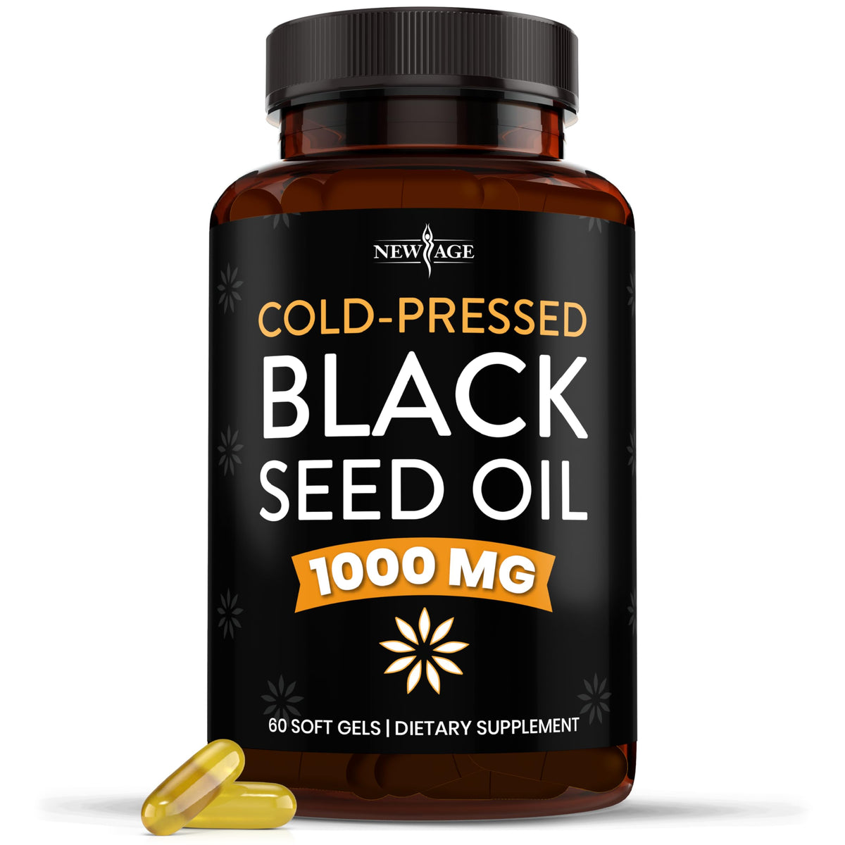 NEW AGE Black Seed Oil 1000mg capsules front view