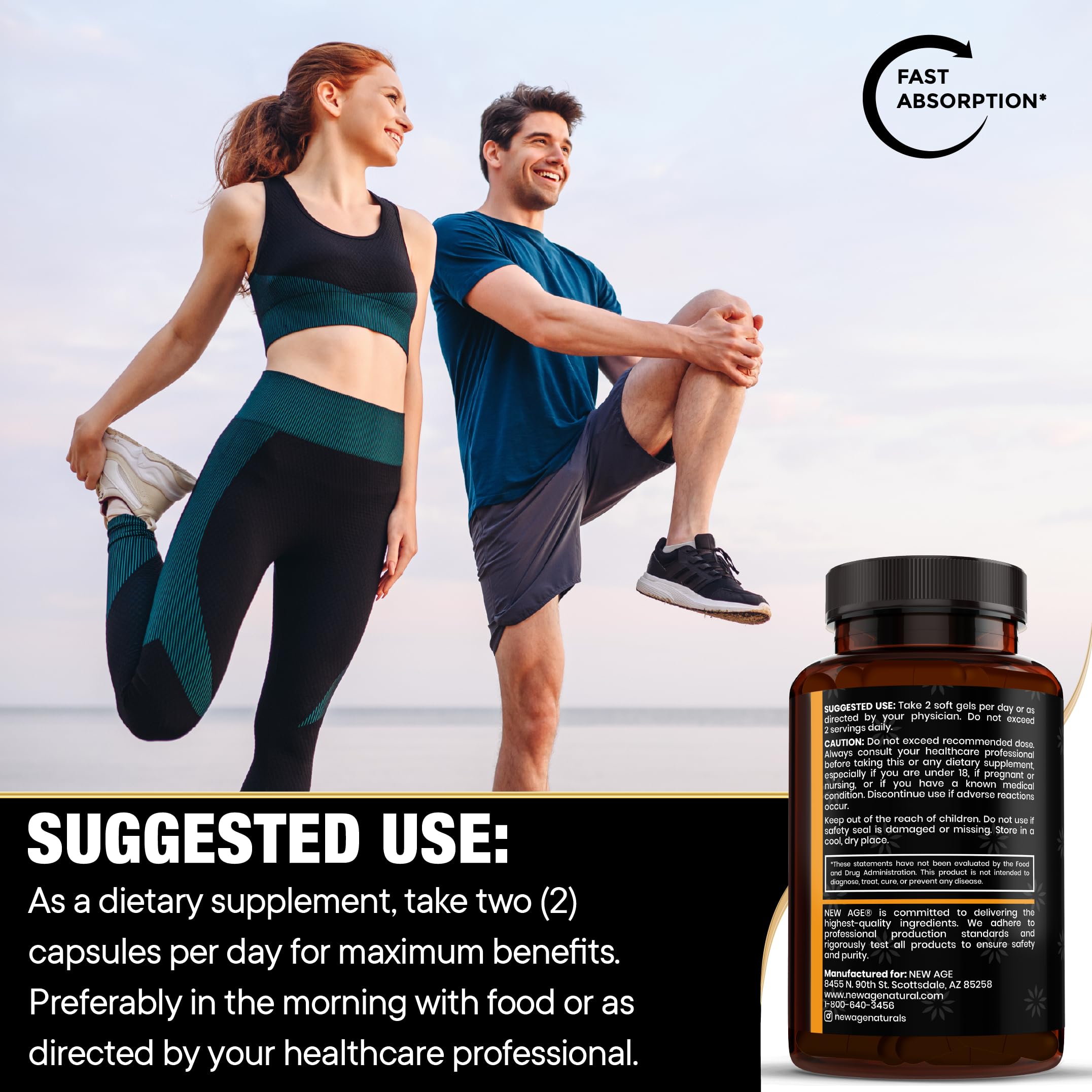 NEW AGE Black Seed Oil 1000mg capsules in a lifestyle setting