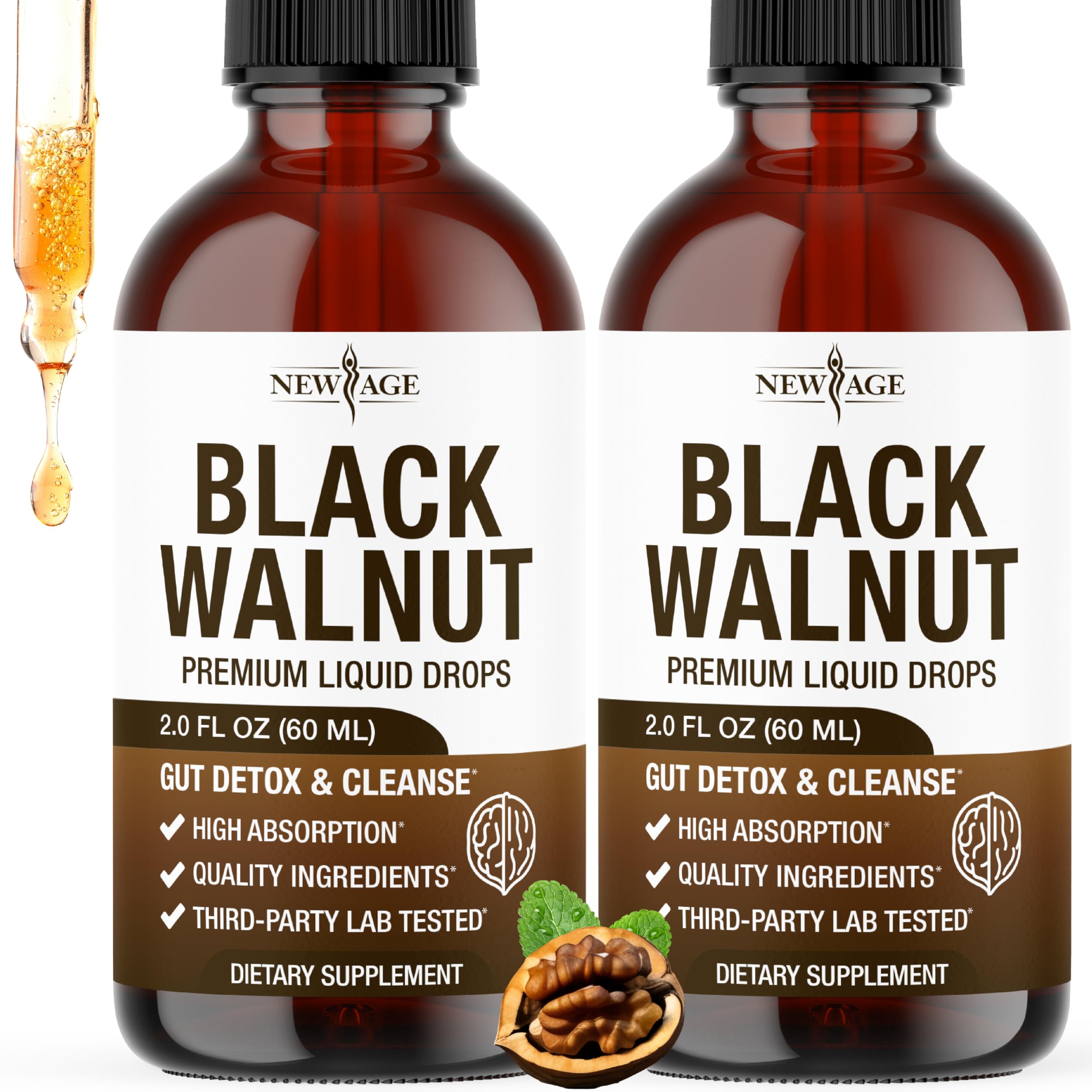 NEW AGE Black Walnut Drops 2 oz bottle front view