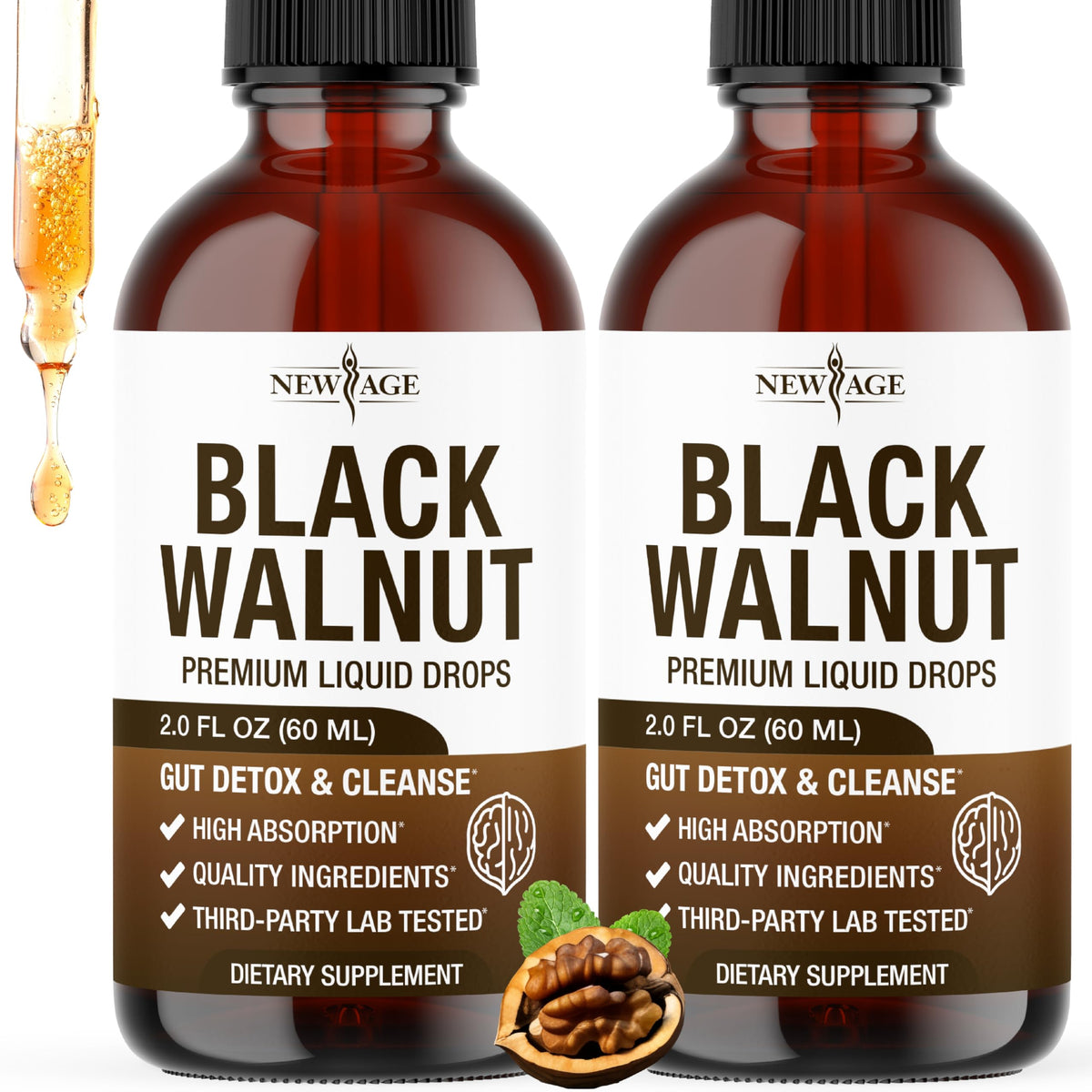 NEW AGE Black Walnut Drops 2 oz bottle front view