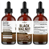 NEW AGE Black Walnut Drops displayed with other herbal supplements