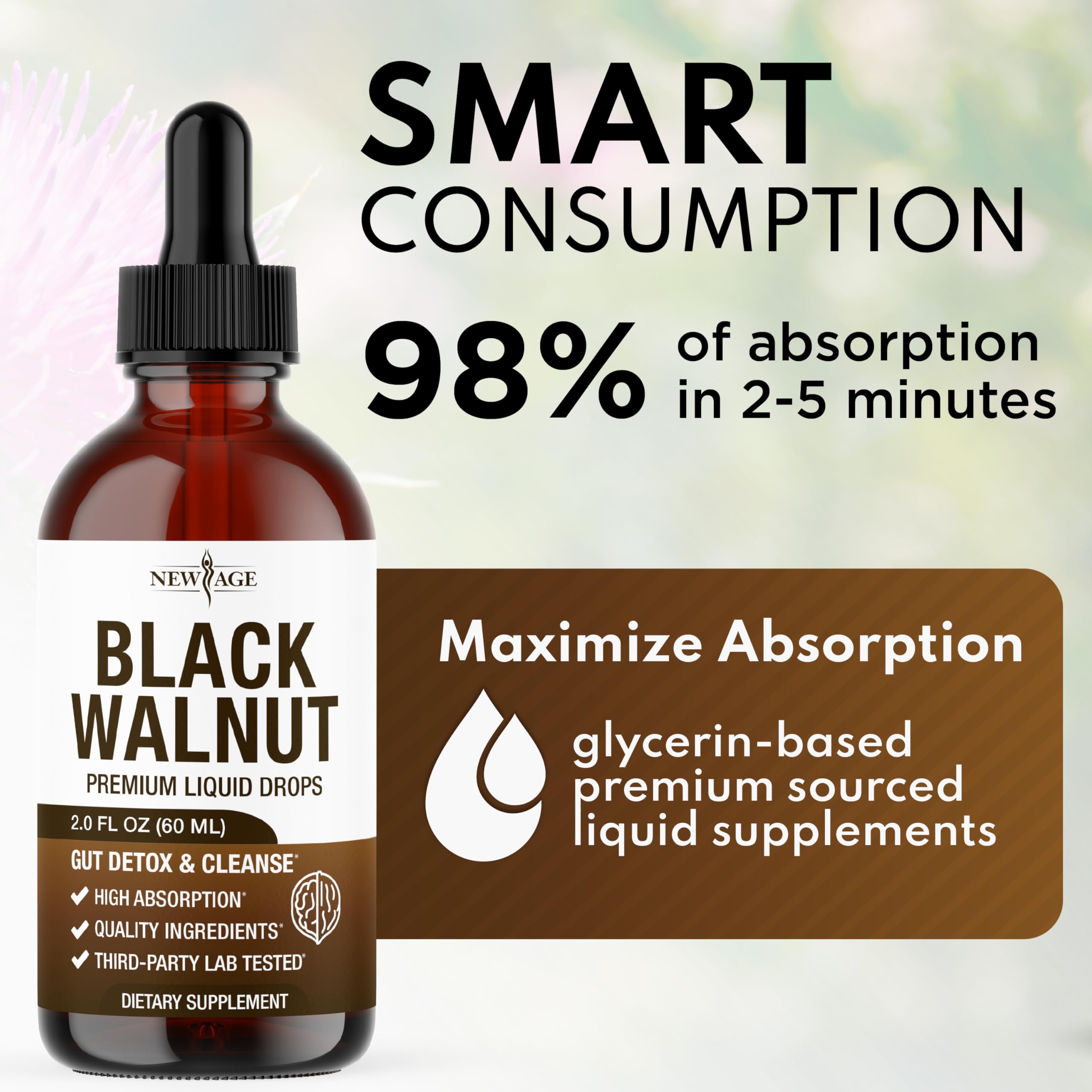 NEW AGE Black Walnut Drops packaging details