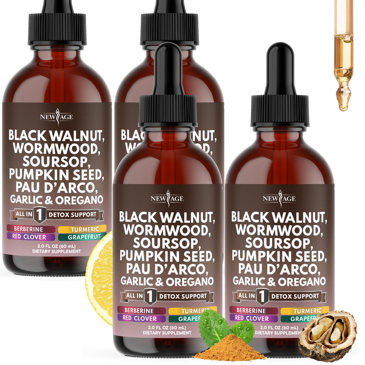 NEW AGE Black Walnut Wormwood Complex Liquid Droppers front view