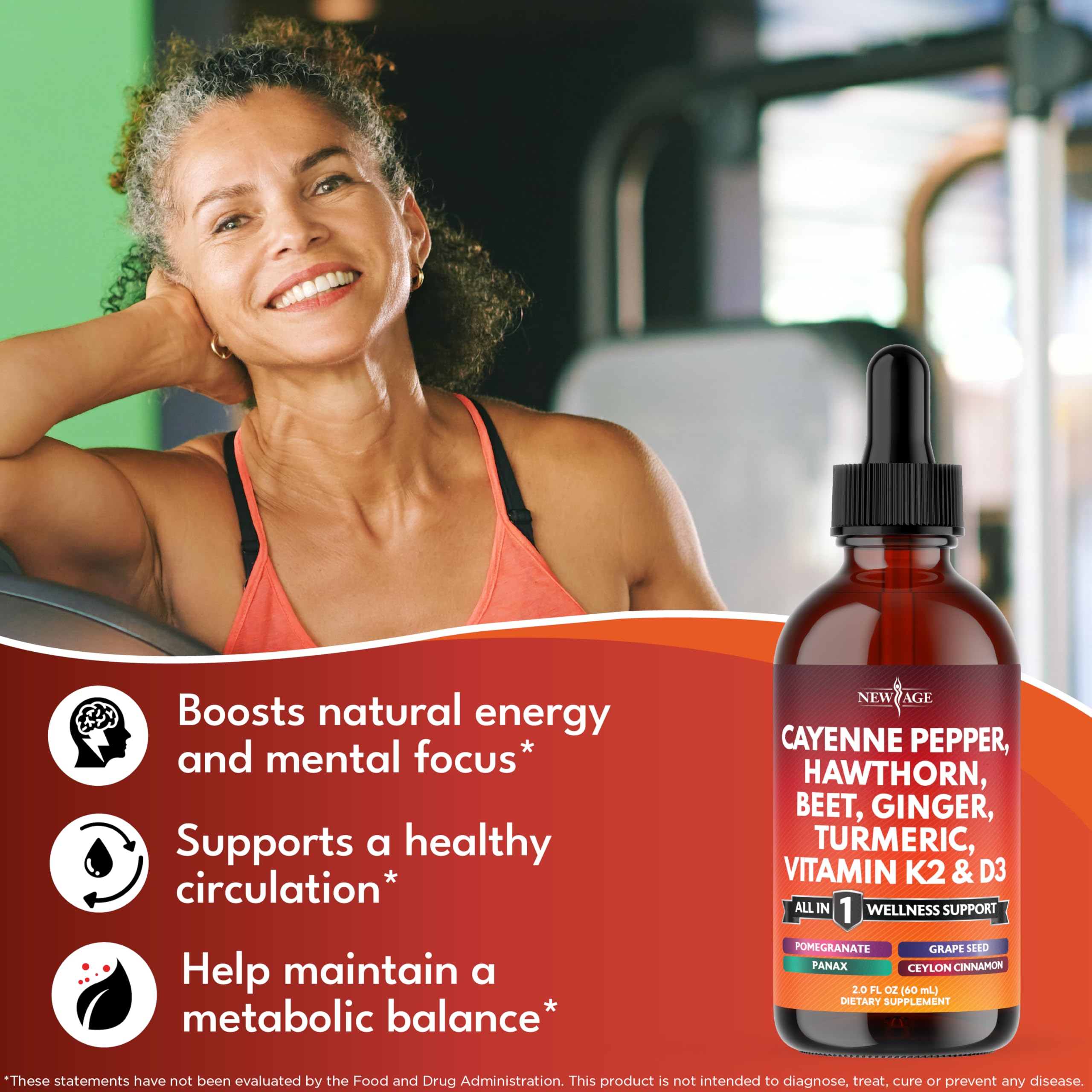 NEW AGE Cayenne Pepper Liquid Drops ingredients list on packaging