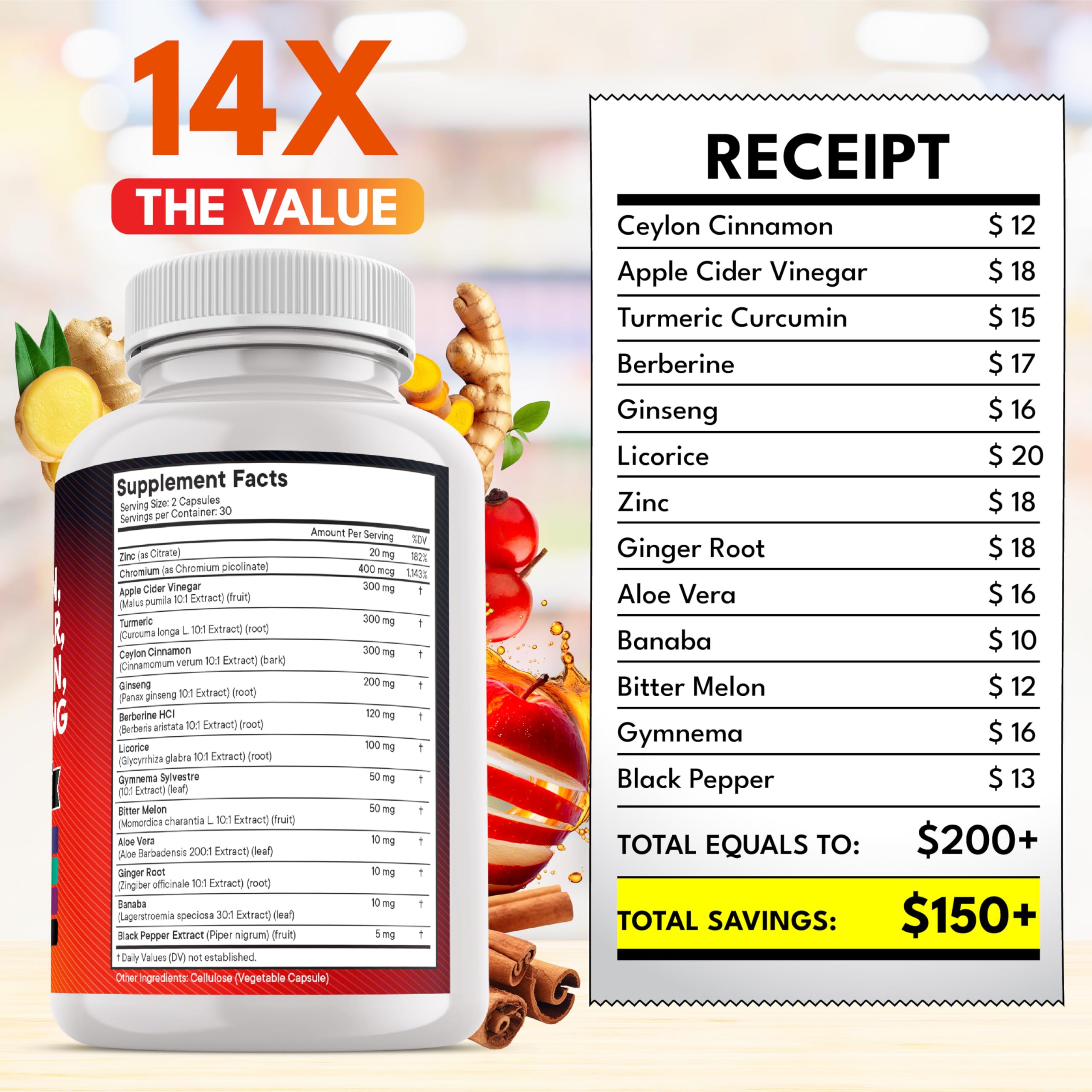 NEW AGE Ceylon Cinnamon & ACV Supplement capsules in a hand