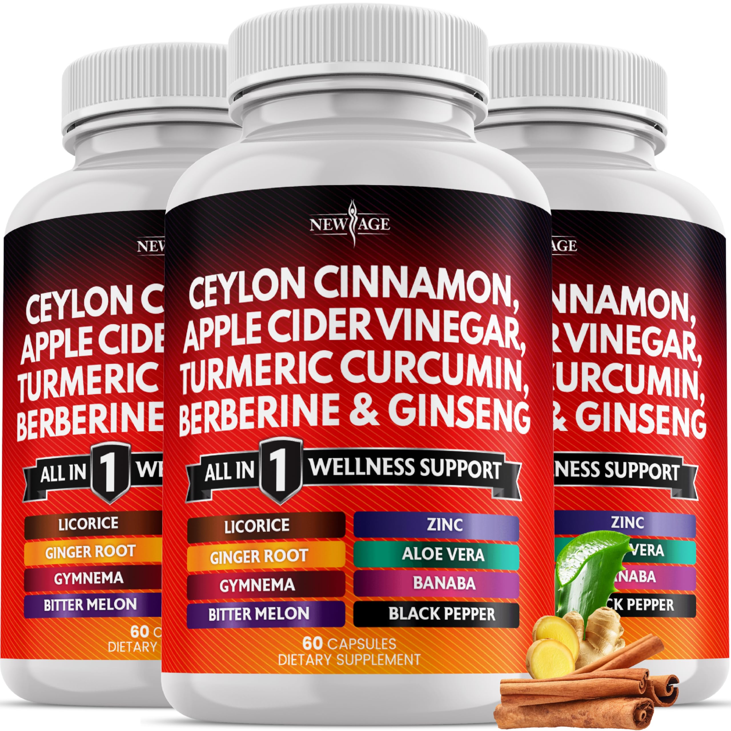 NEW AGE Ceylon Cinnamon Capsules front view