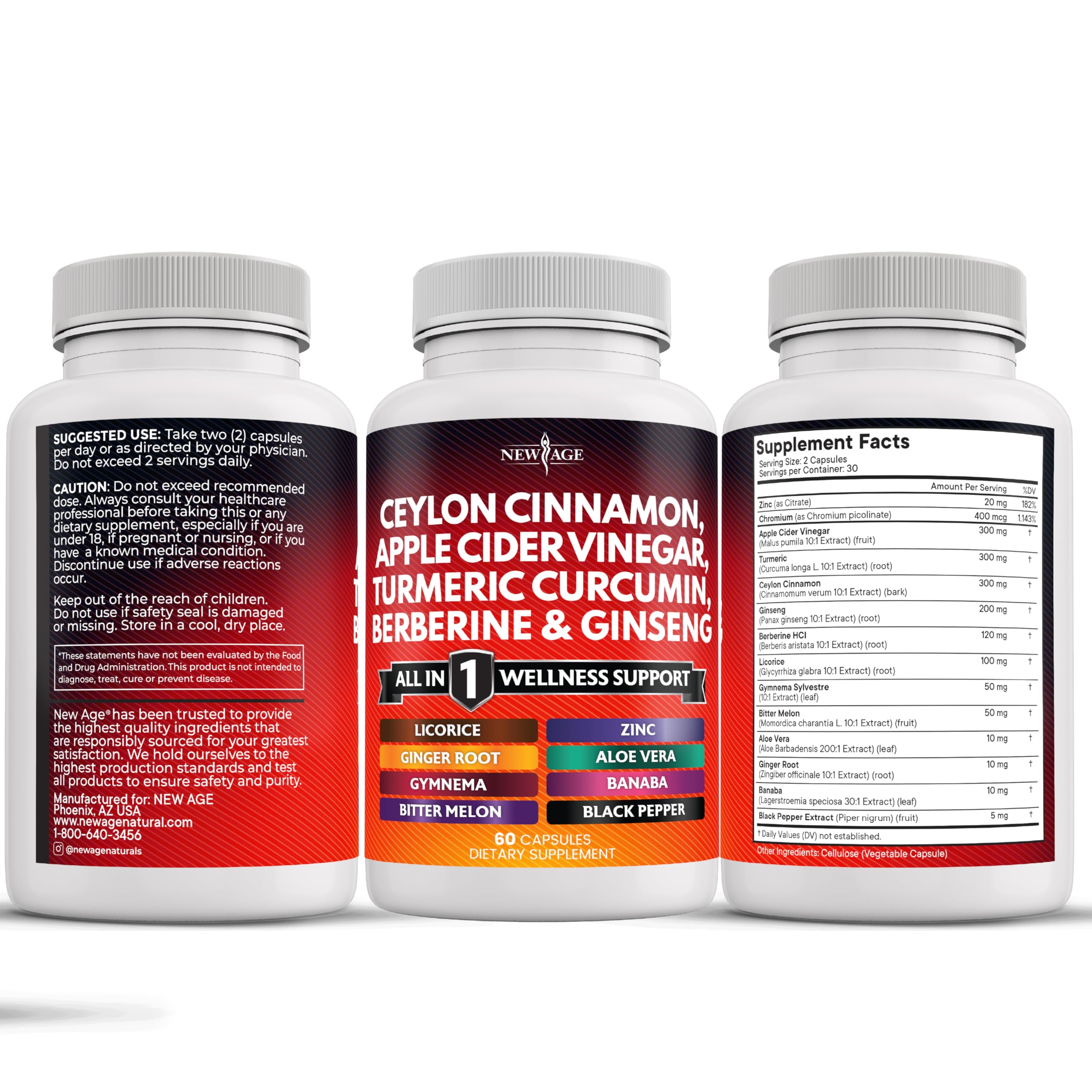 NEW AGE Ceylon Cinnamon Capsules with other supplements