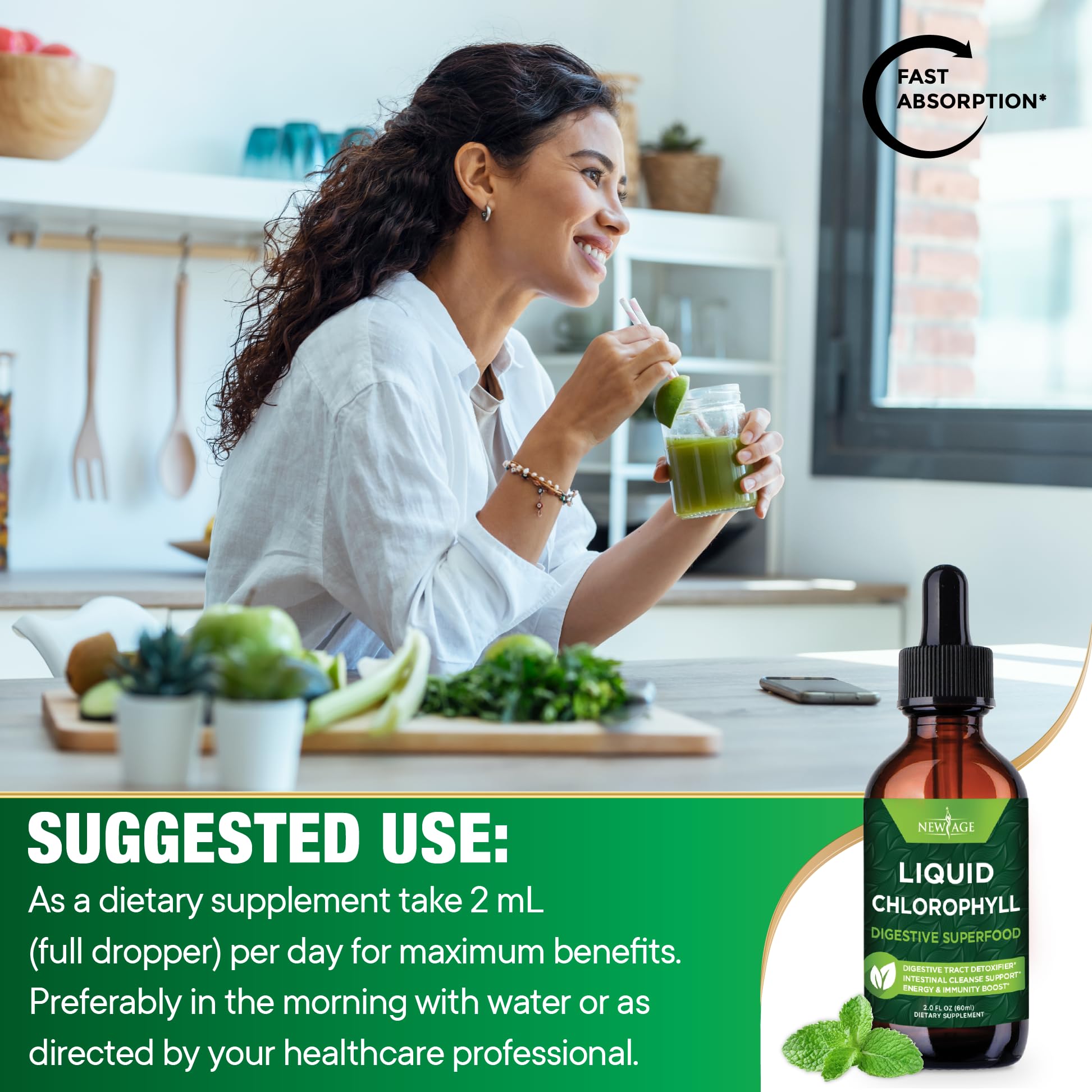 NEW AGE Chlorophyll Liquid Drops 2g lifestyle scene