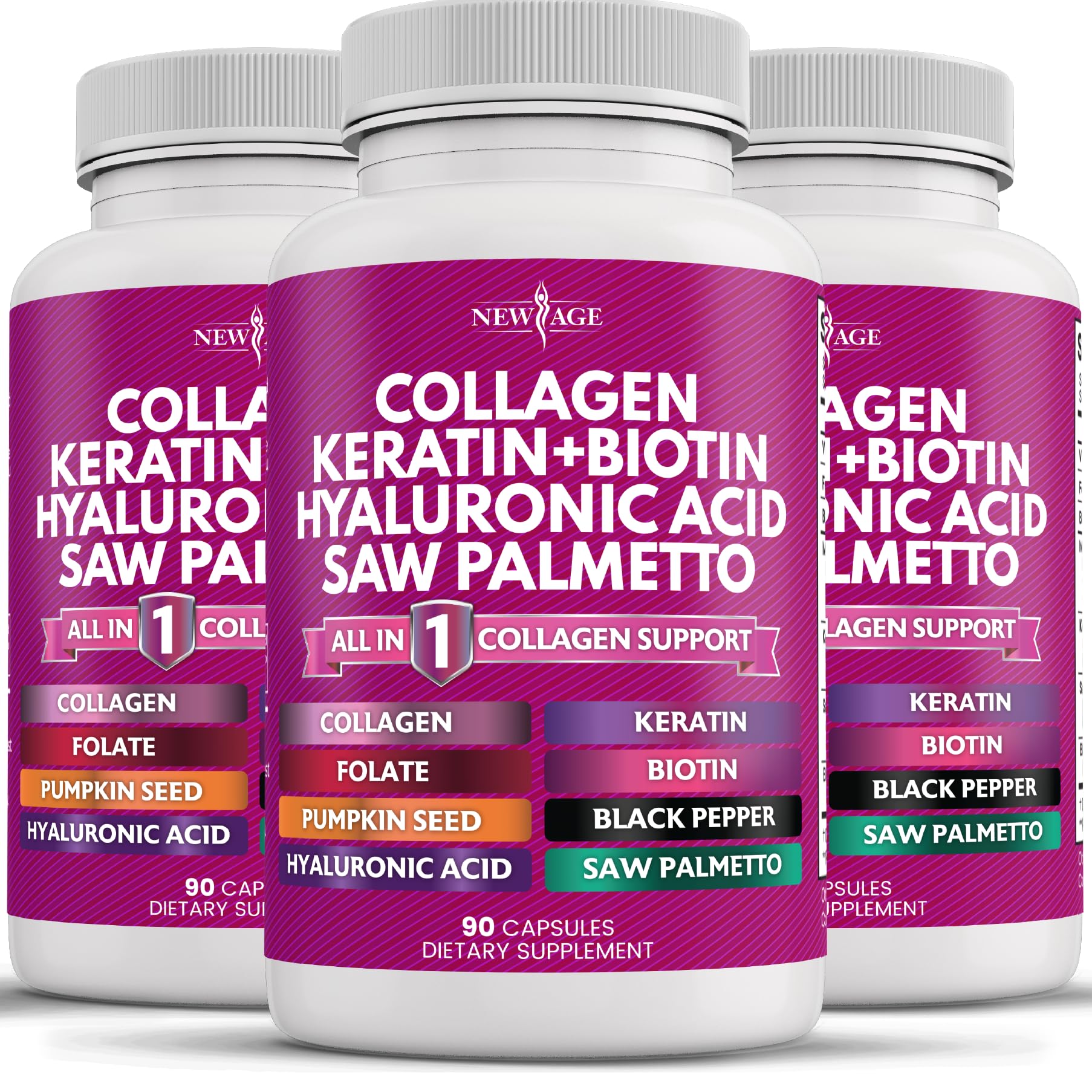 NEW AGE Collagen Capsules front view with label