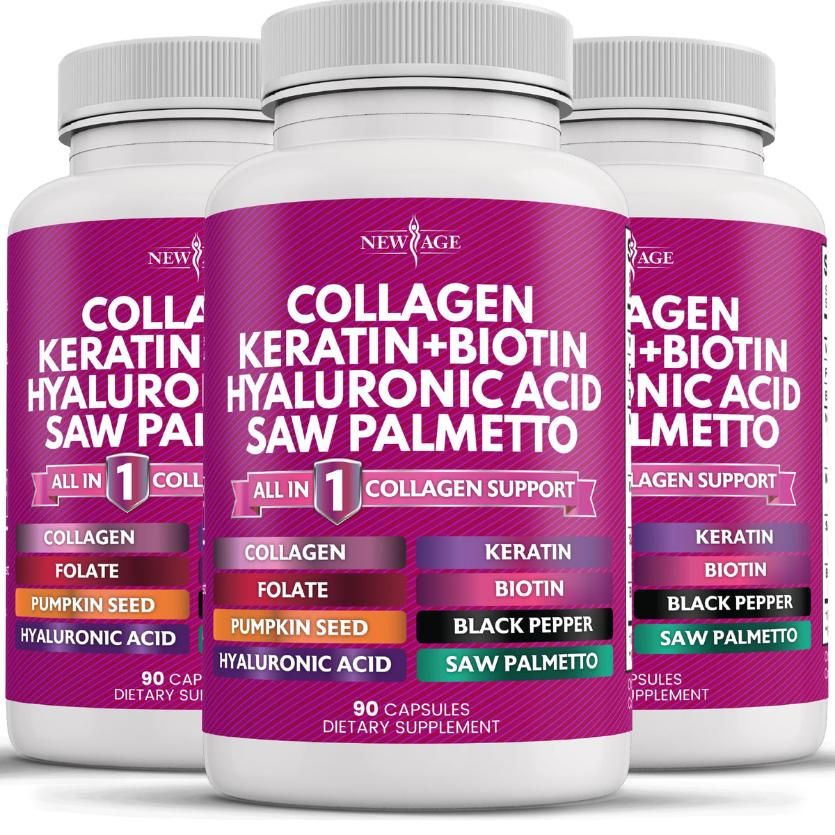 NEW AGE Collagen Capsules front view with label