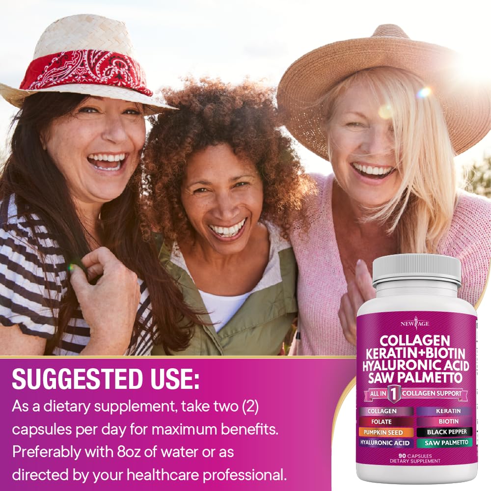 NEW AGE Collagen Capsules open bottle with capsules visible