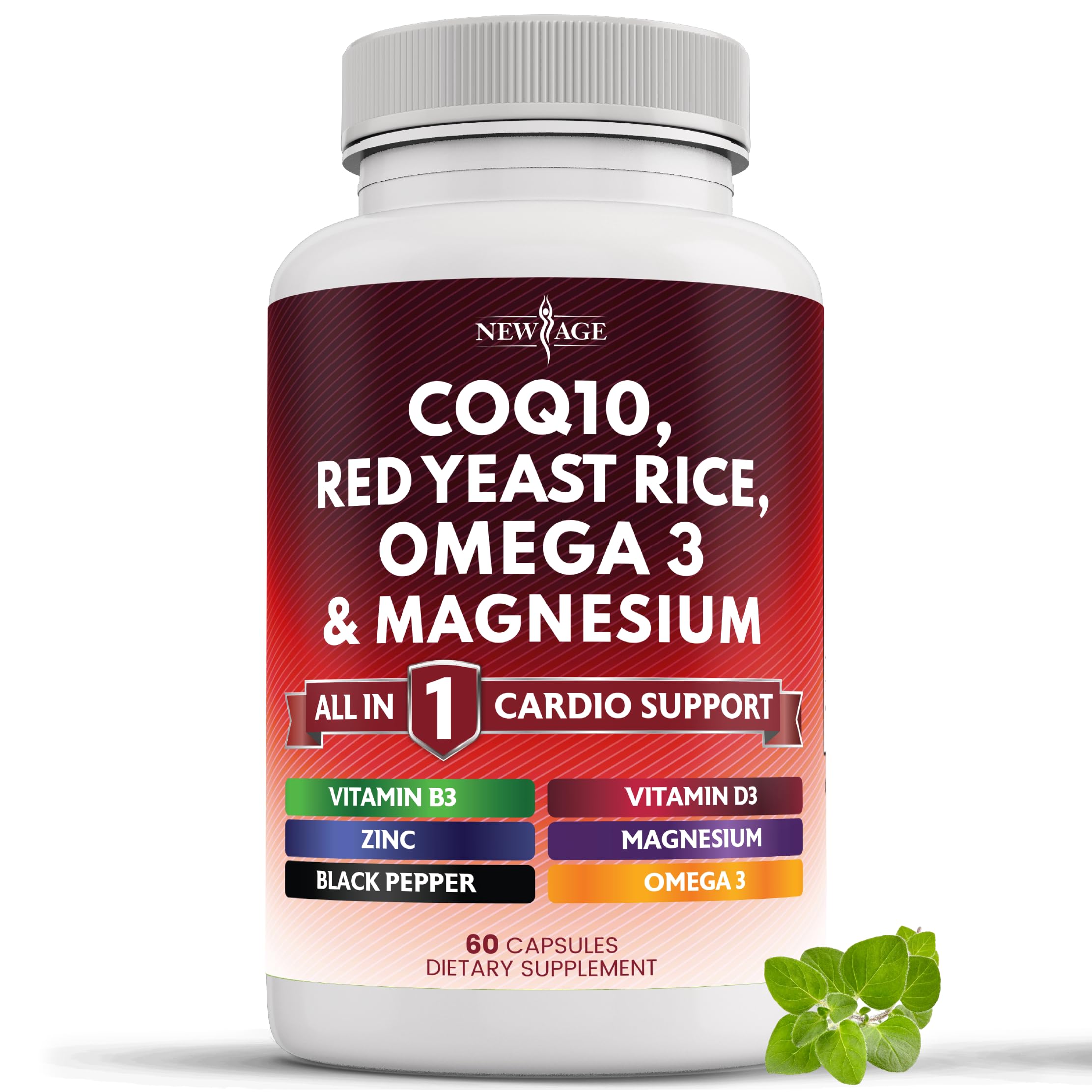 NEW AGE CoQ10 Red Yeast Rice Supplement 200mg front view