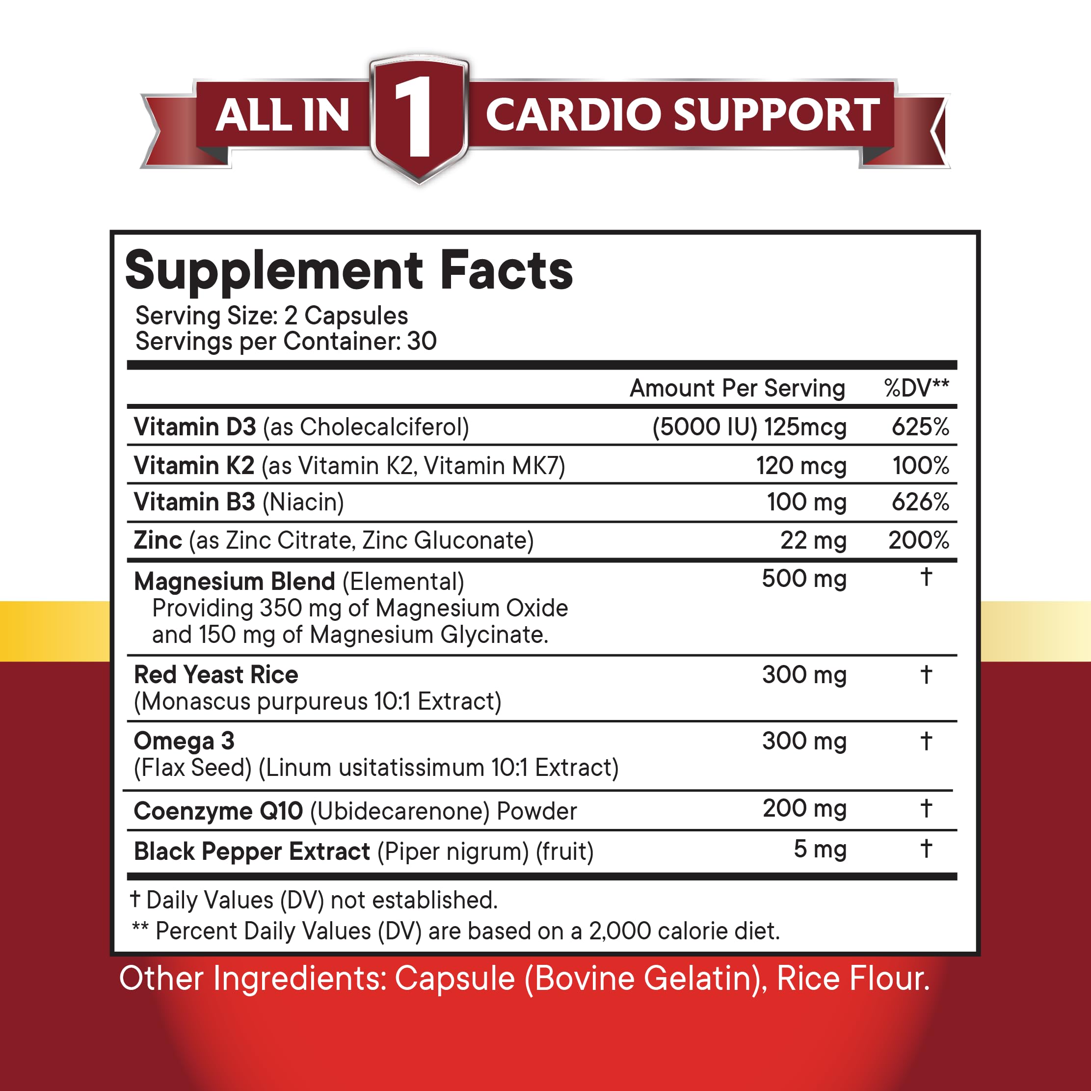 NEW AGE CoQ10 Red Yeast Rice Supplement 200mg ingredients list