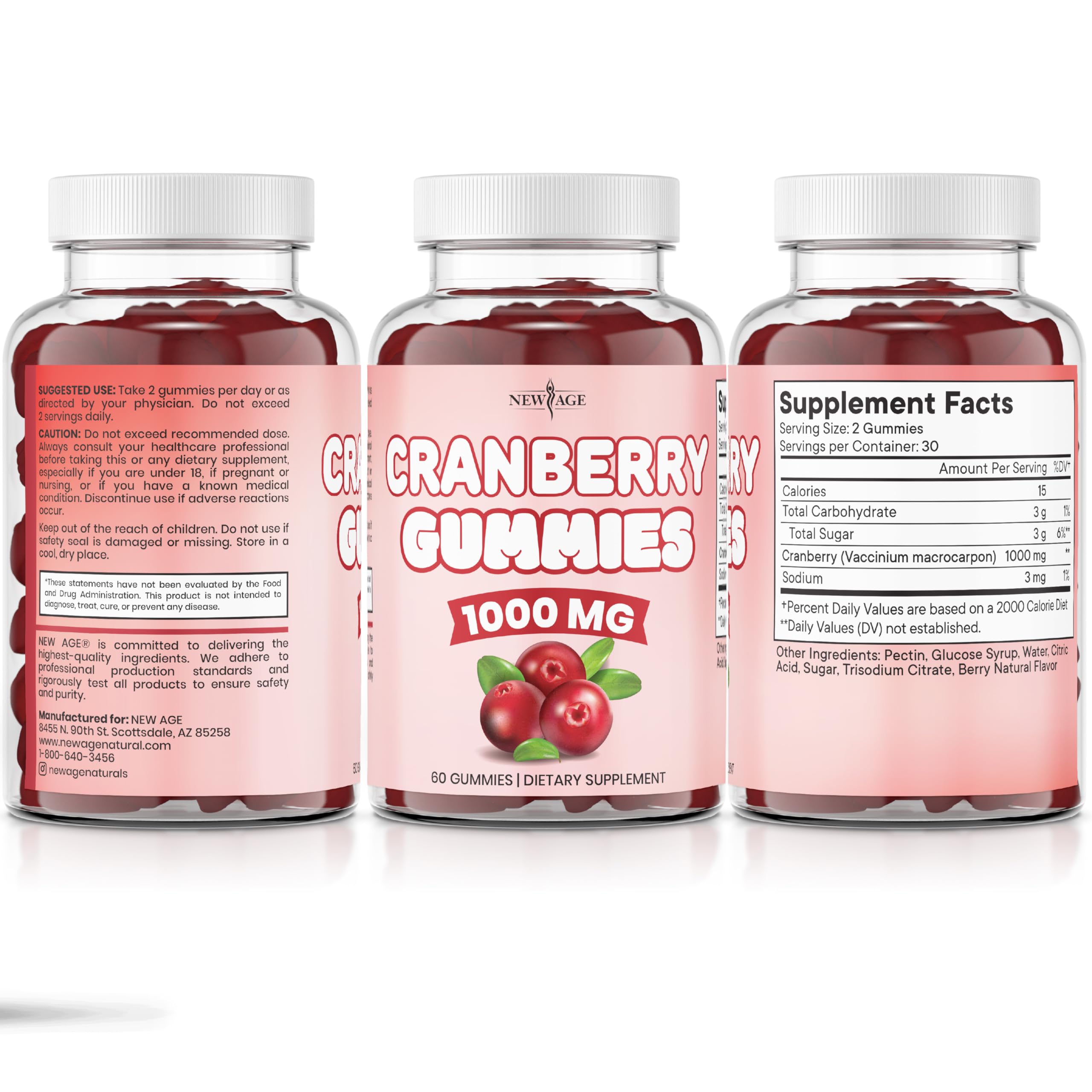 NEW AGE Cranberry Gummies bottle on kitchen counter
