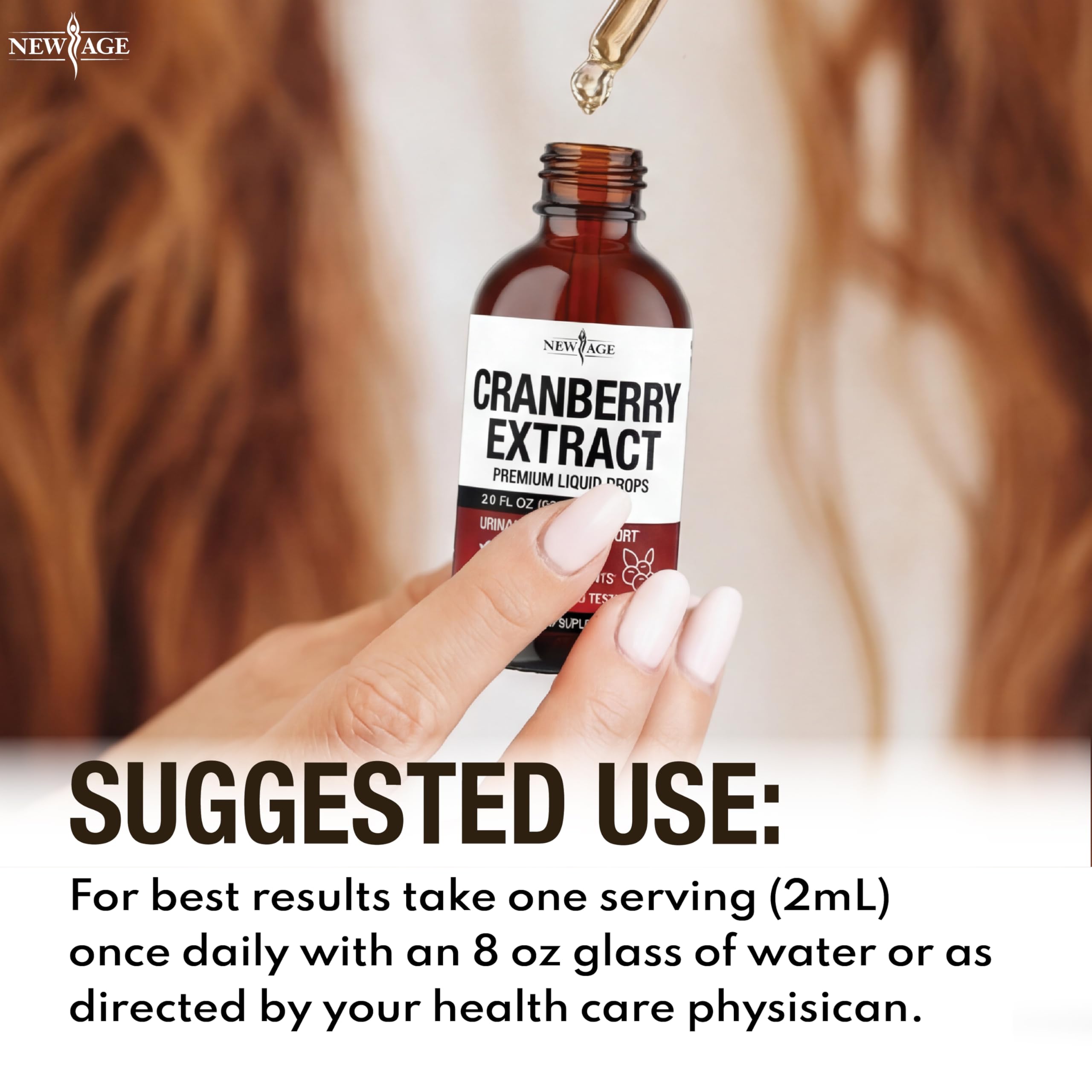 NEW AGE Cranberry Liquid Drops packaging with cranberries