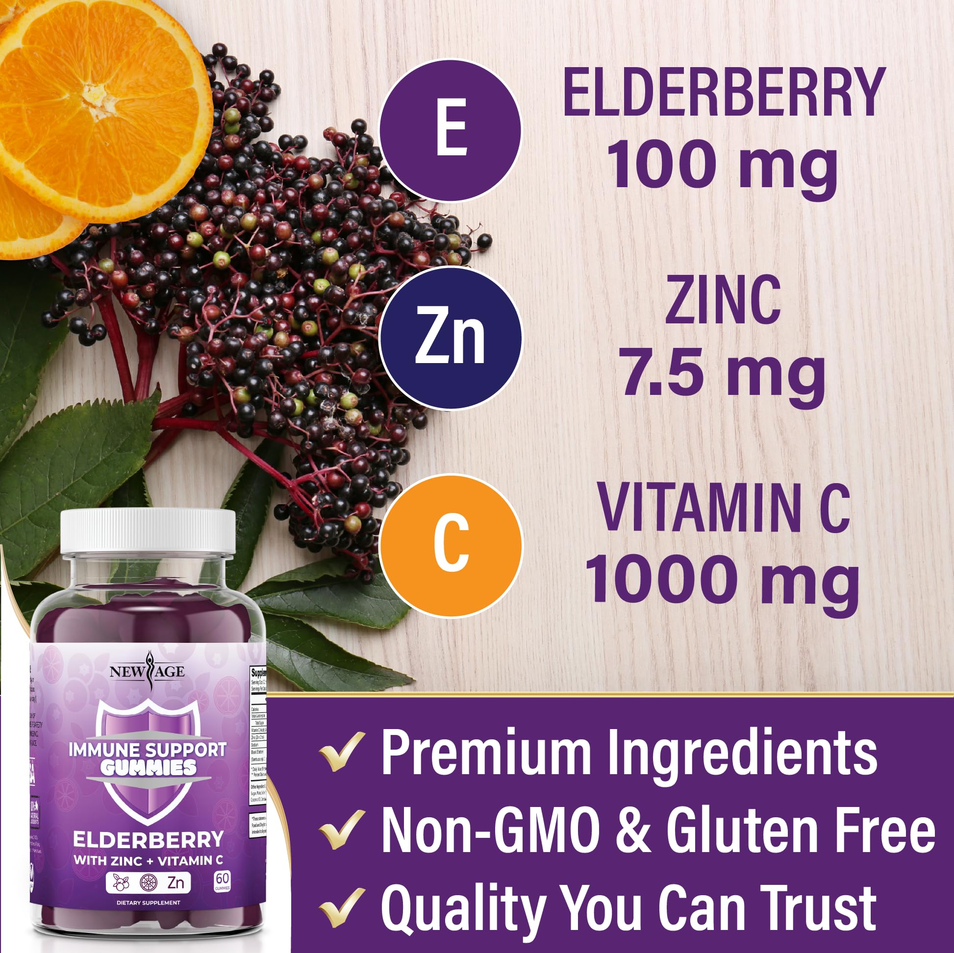 NEW AGE daily wellness System Support Gummies on a kitchen counter