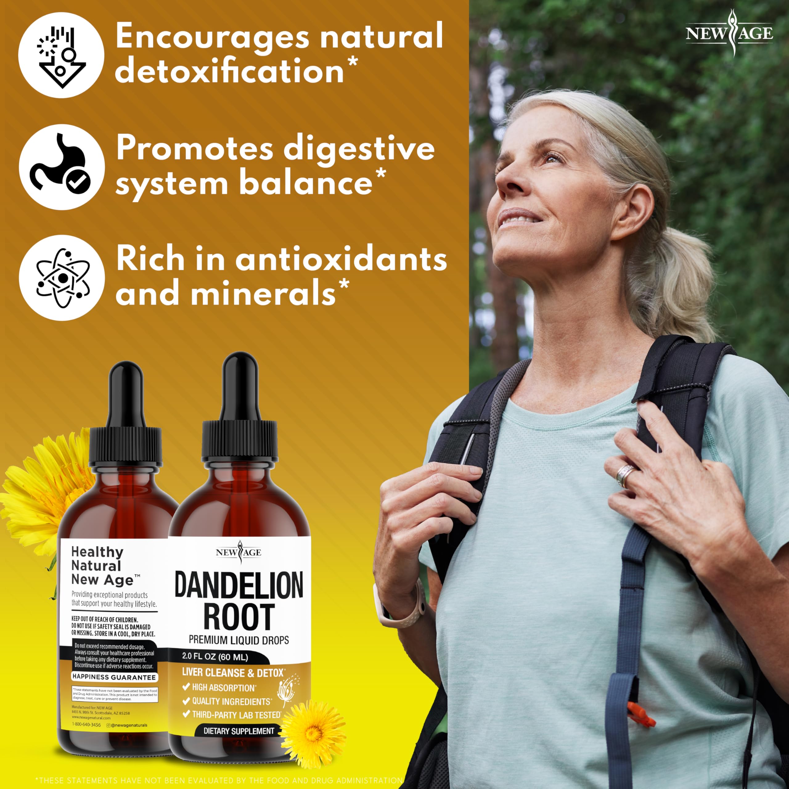 NEW AGE Dandelion Root Tincture 2oz bottle with dropper