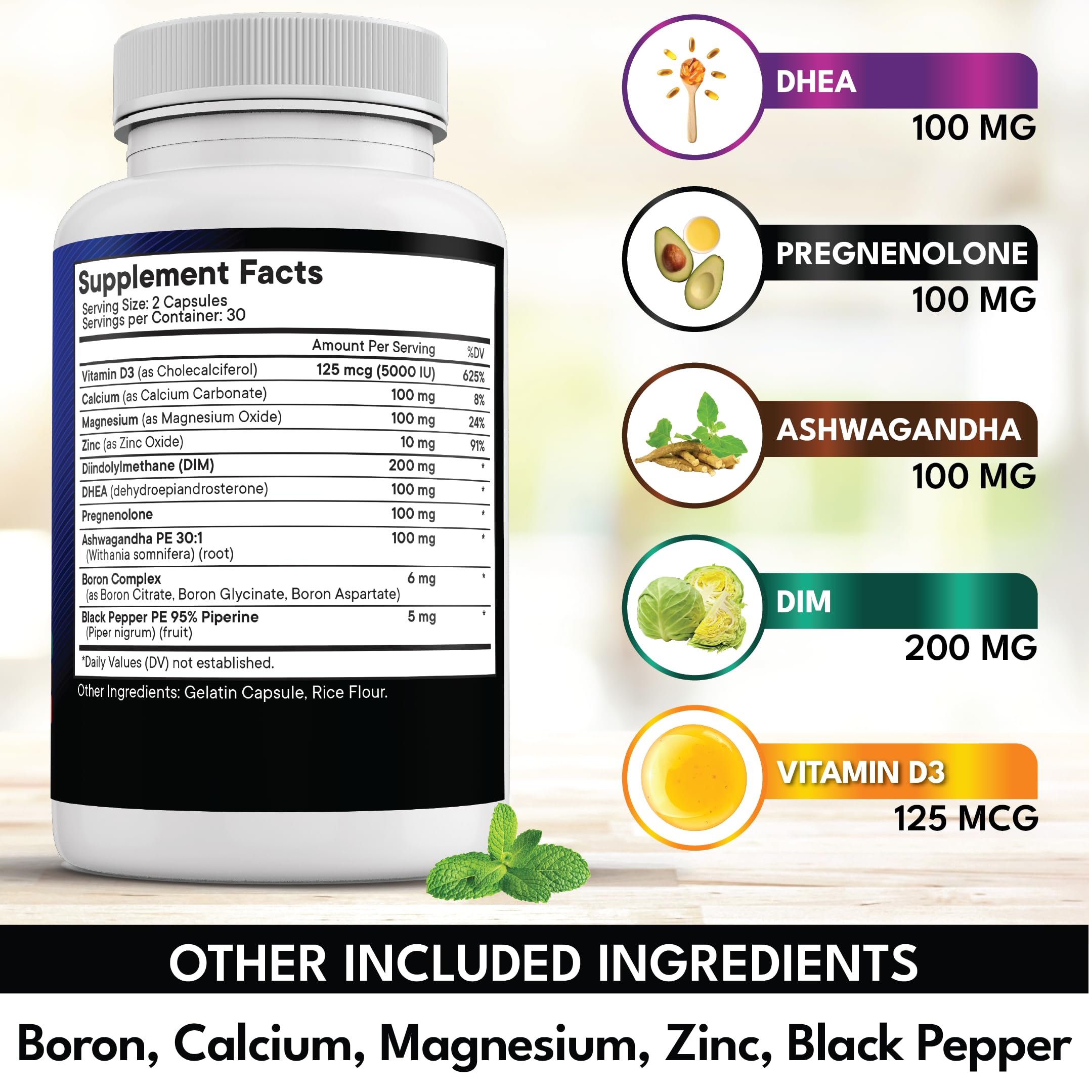 NEW AGE DHEA Supplement Capsules bottle with cap