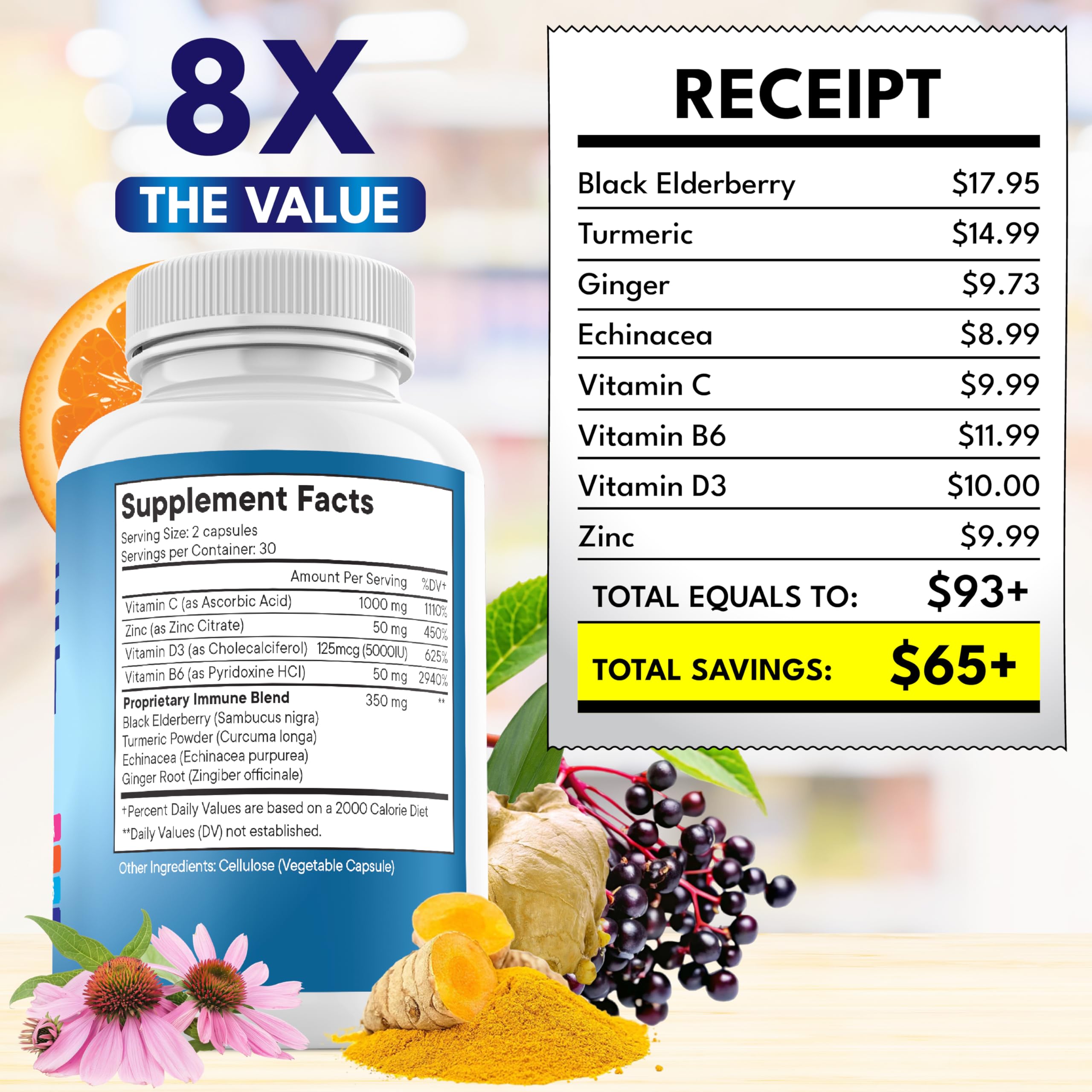 NEW AGE Echinacea daily wellness Support Capsules with ingredients