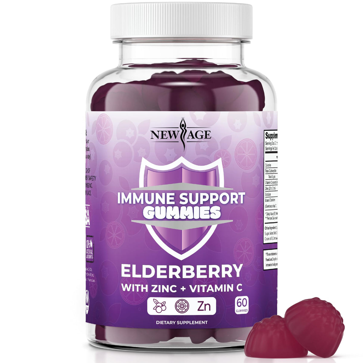 NEW AGE Elderberry Gummies 225g front view