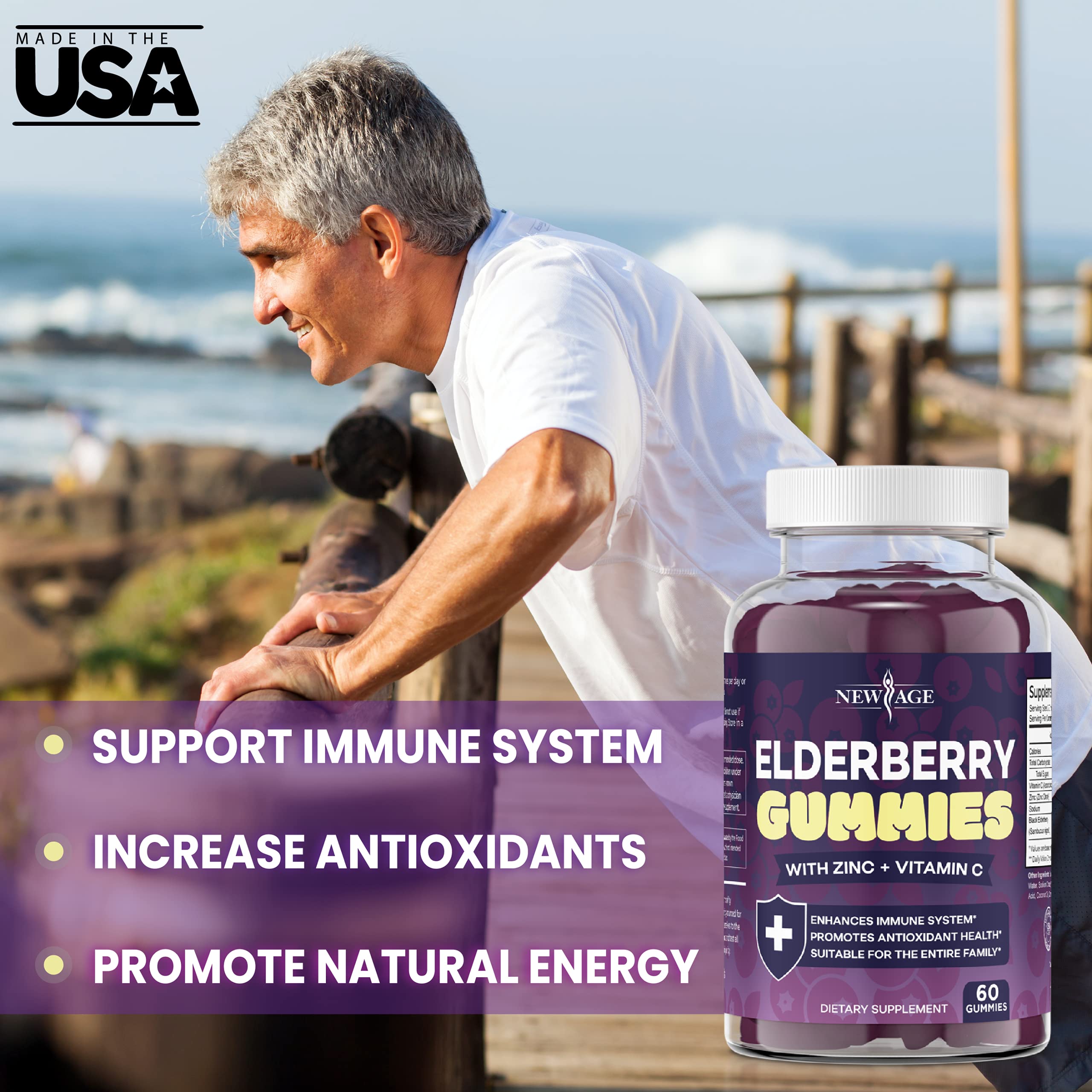 NEW AGE Elderberry Gummies lifestyle scene with family