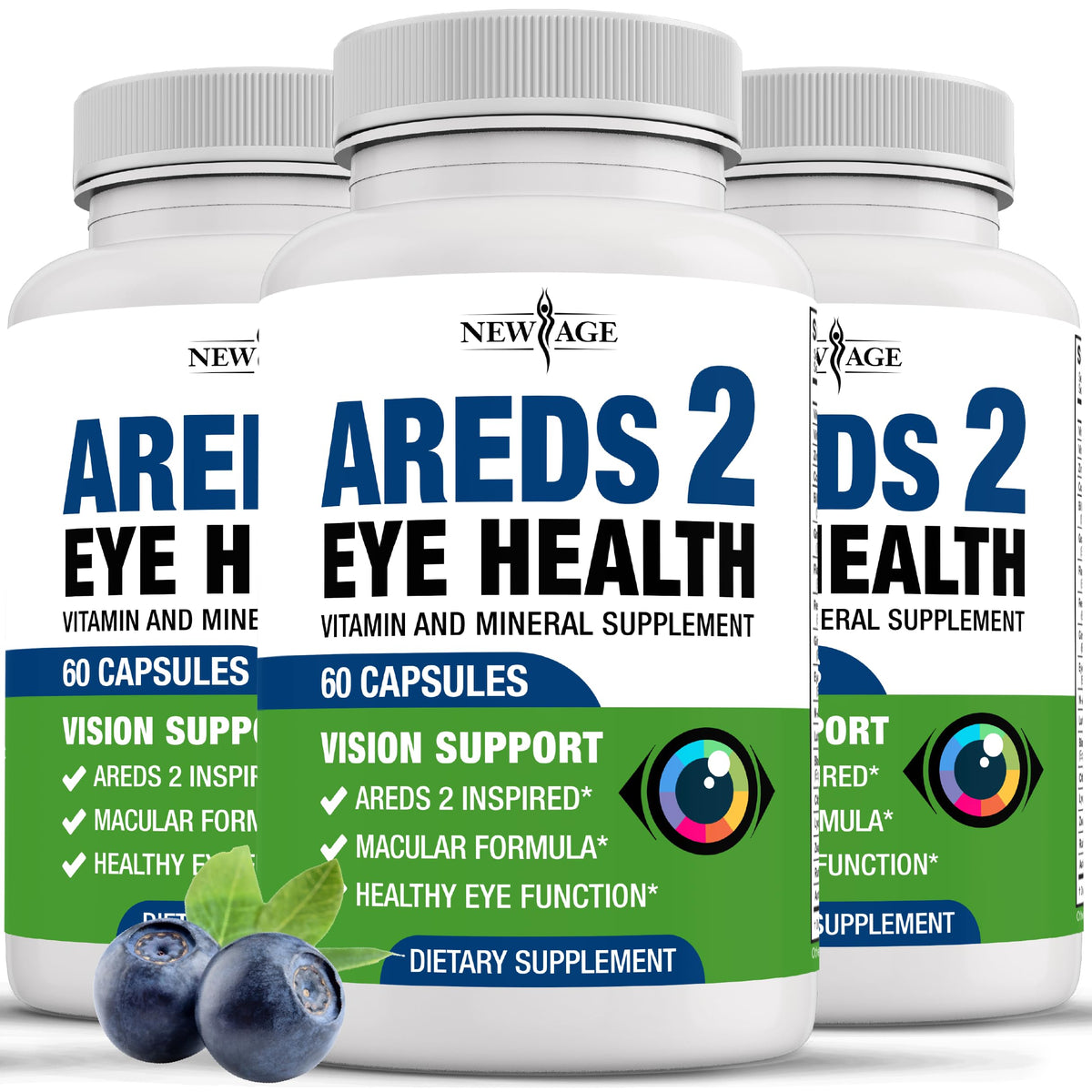 NEW AGE Eye Health Supplements 180 Count Capsules front view
