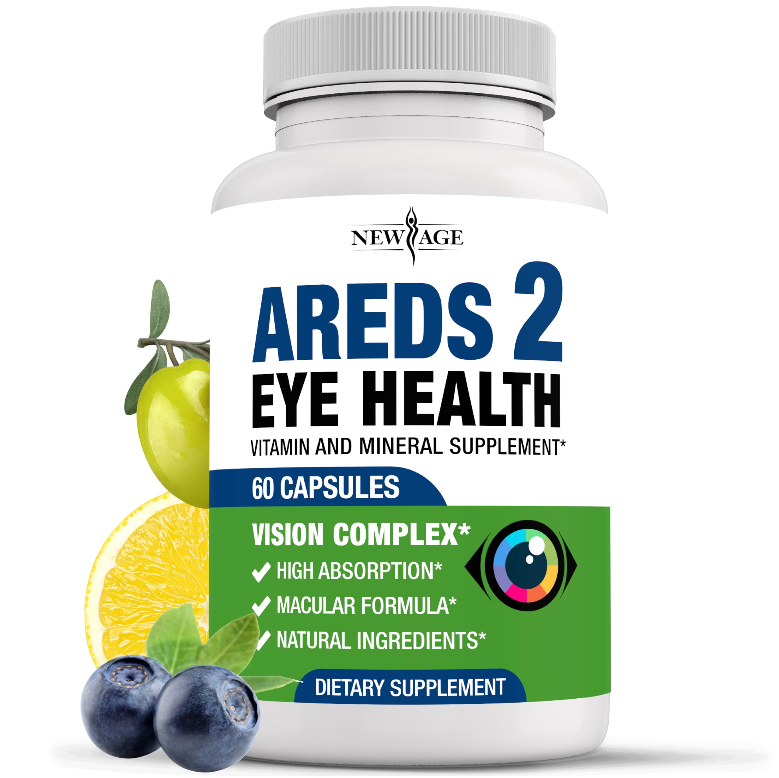 NEW AGE Eye Health Supplements 60 Count Areds Capsules front view