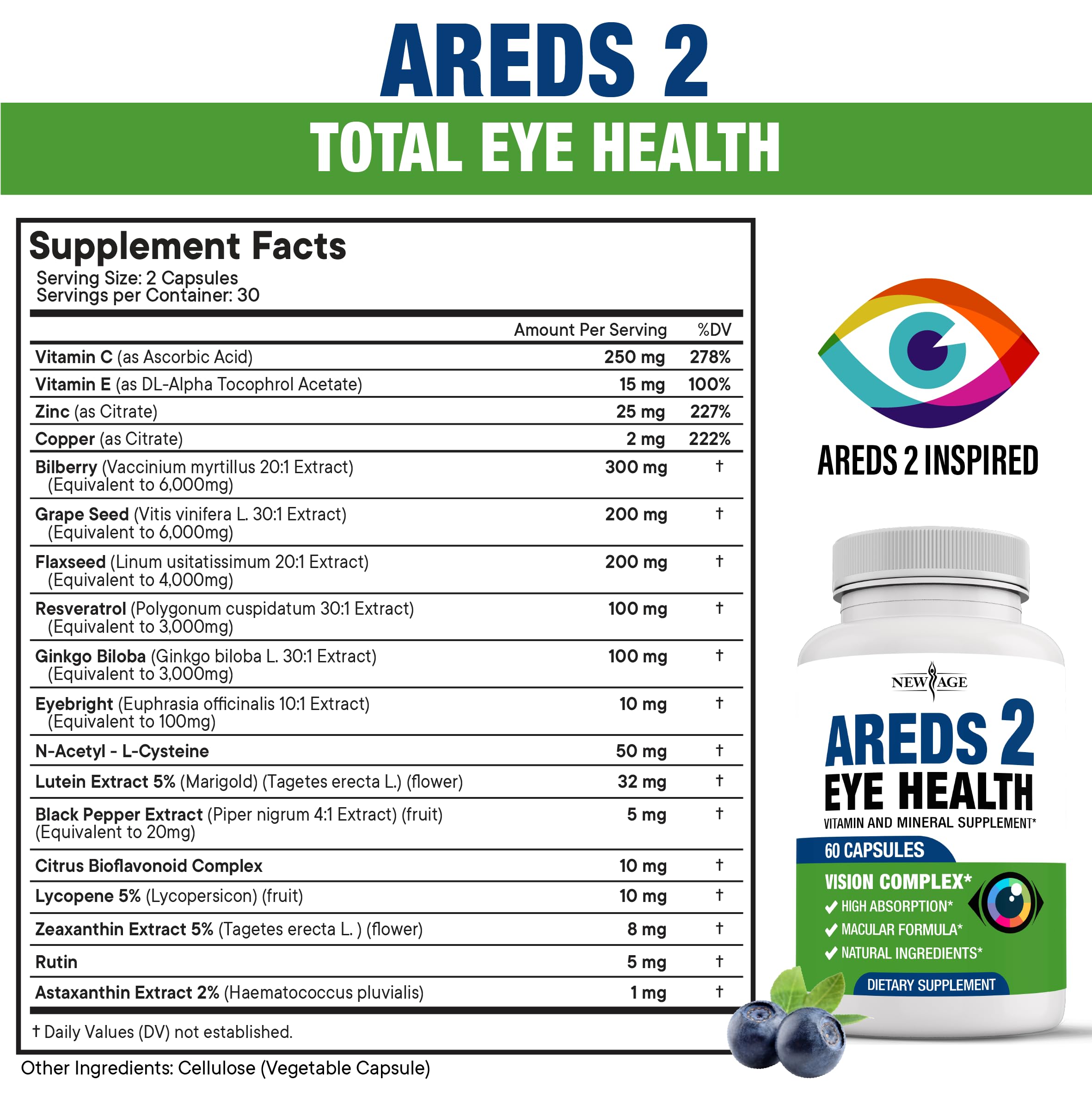 NEW AGE Eye Health Supplements back label detail