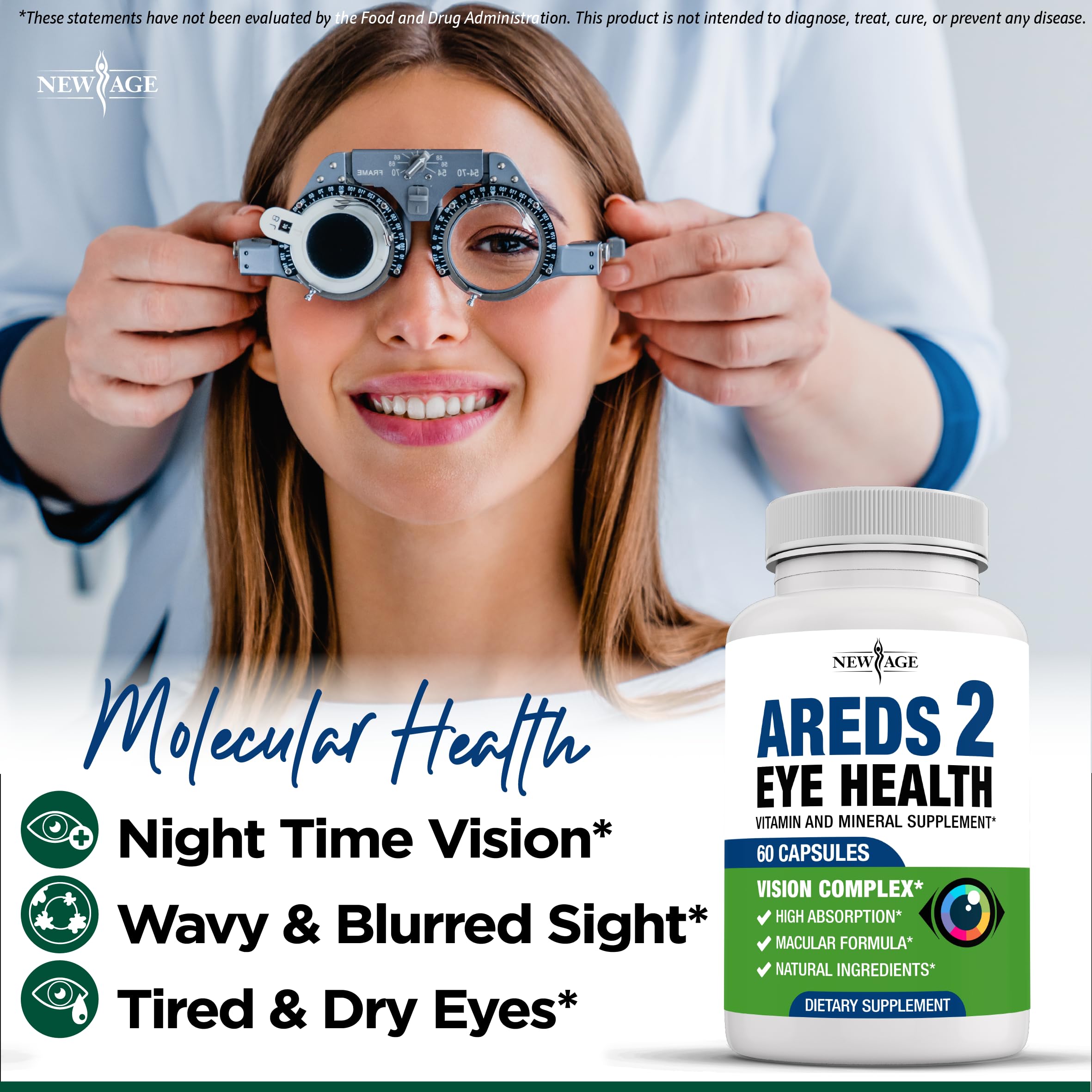 NEW AGE Eye Health Supplements bottle side view