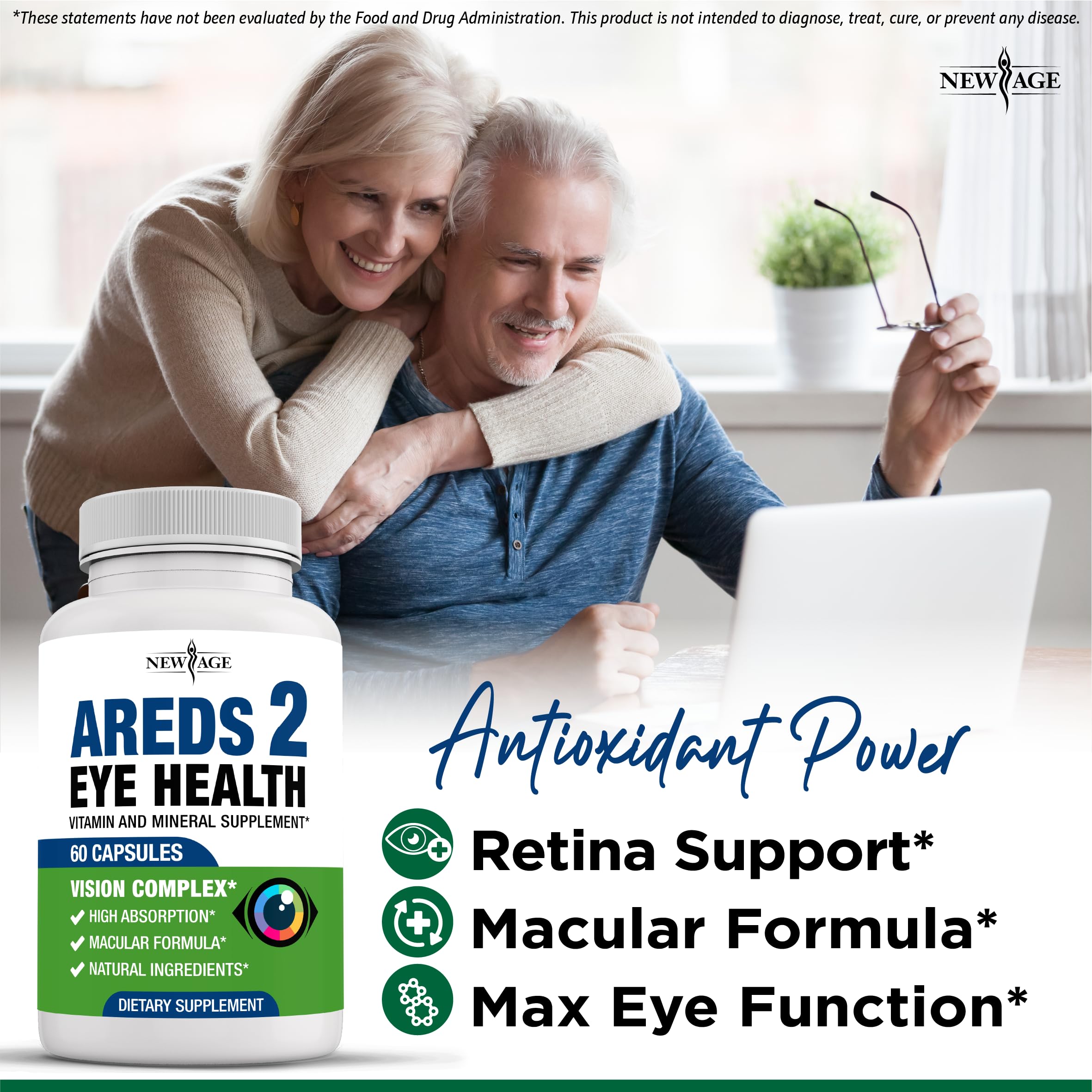 NEW AGE Eye Health Supplements bottle with label