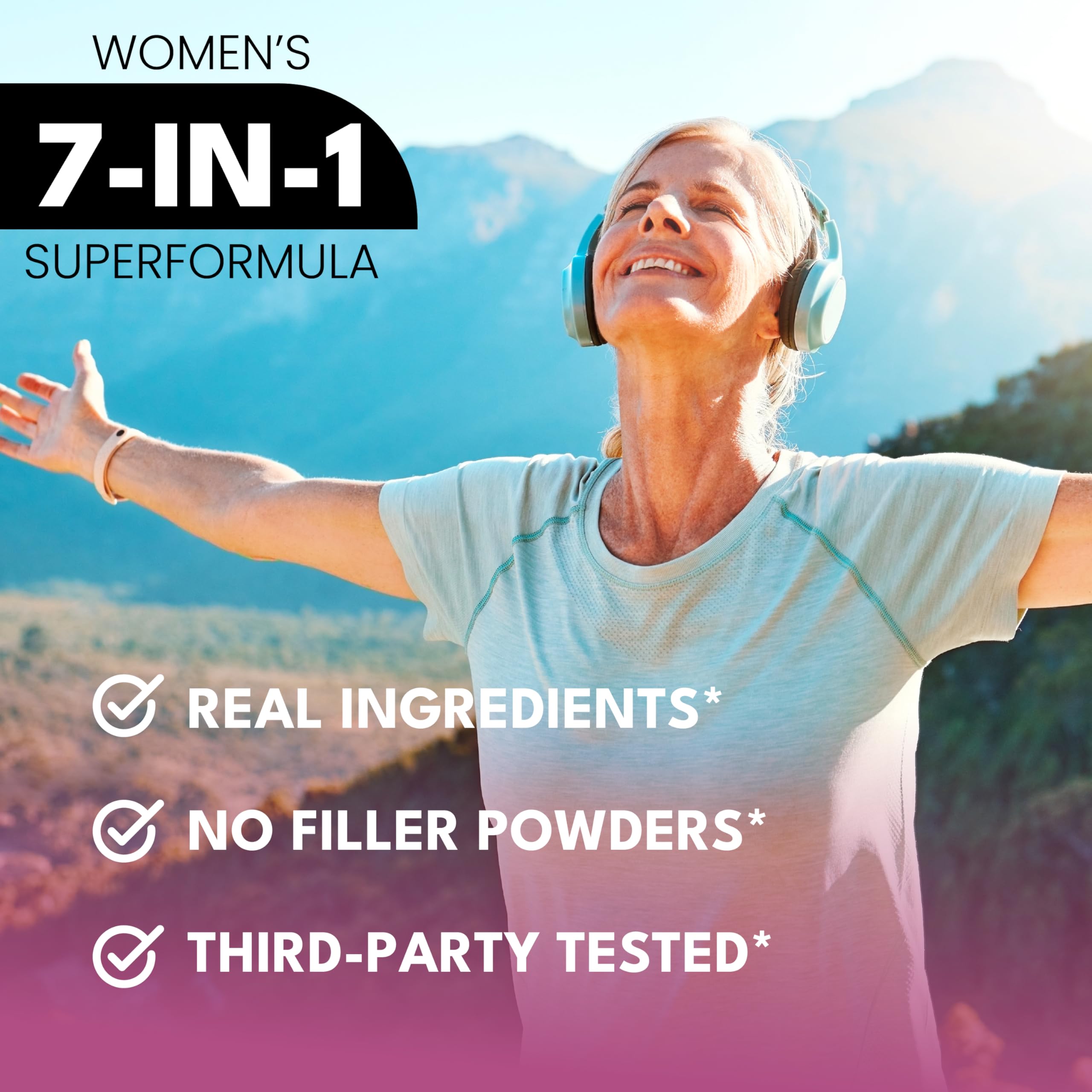 NEW AGE Female Supplement Capsules on a wooden table